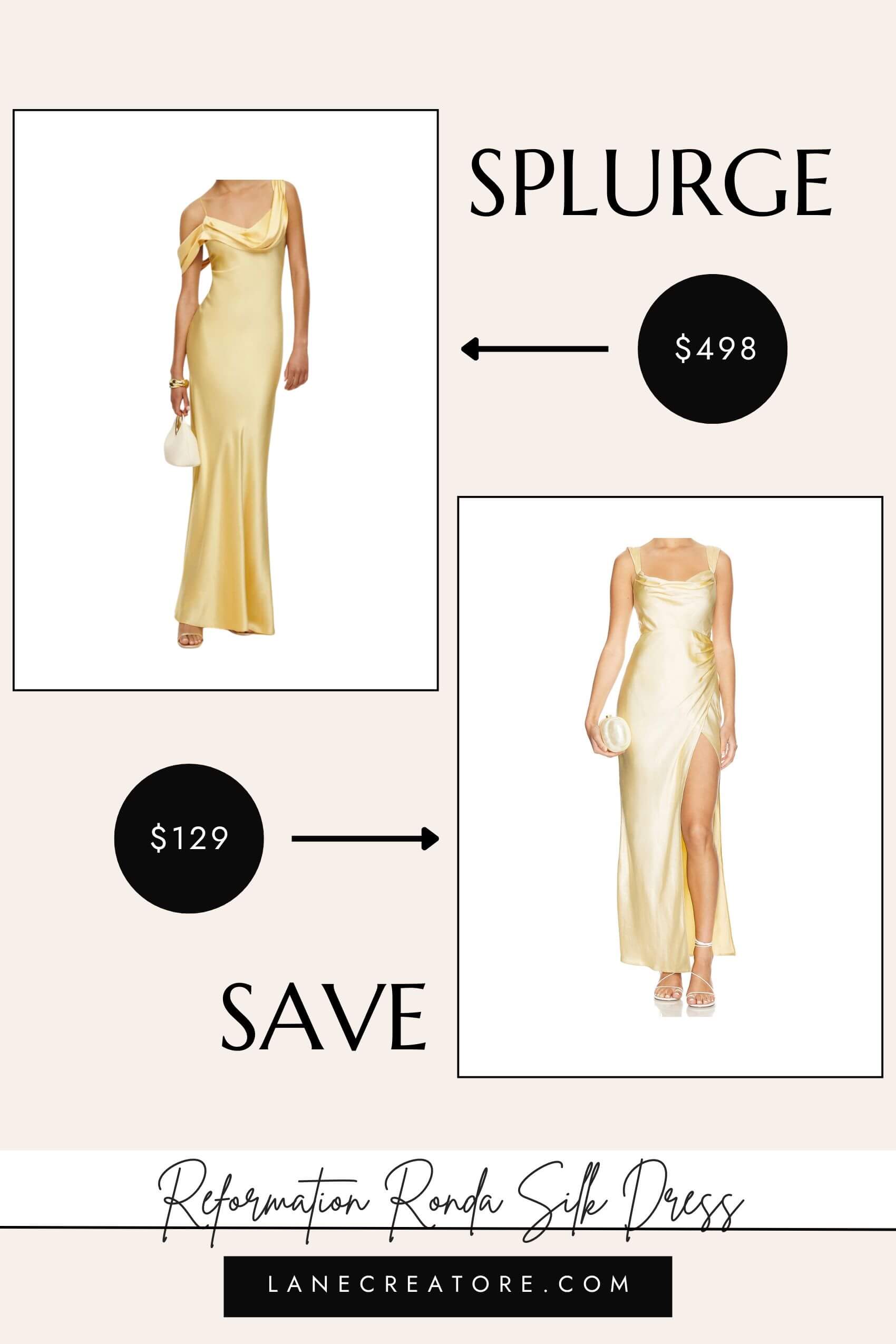 reformation ronda silk dress dupe