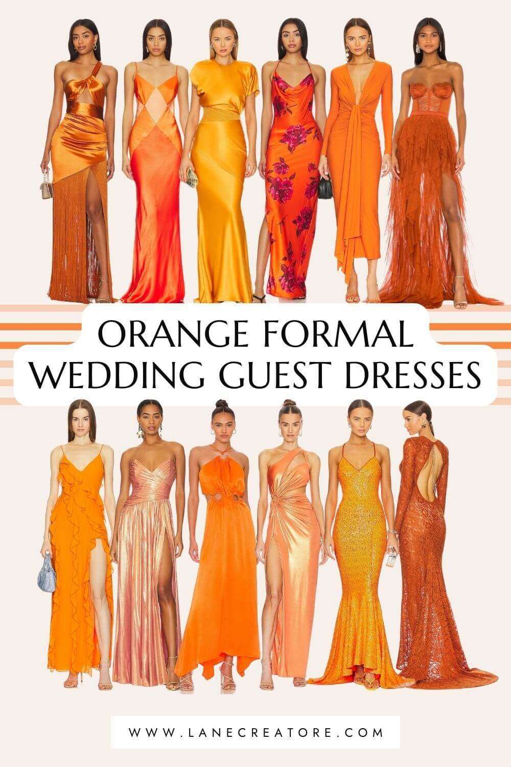 orange formal wedding guest dresses