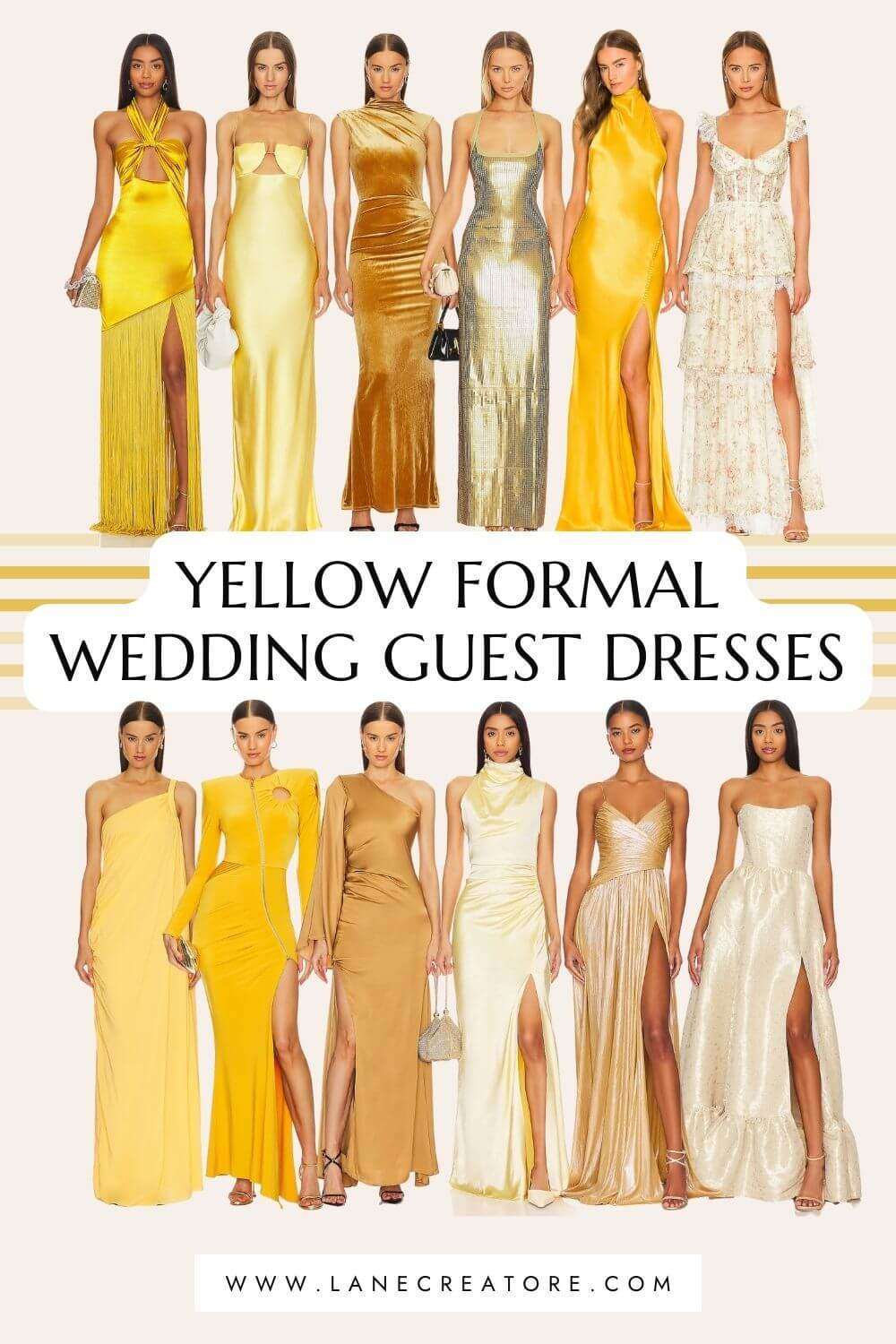 yellow formal wedding guest dresses