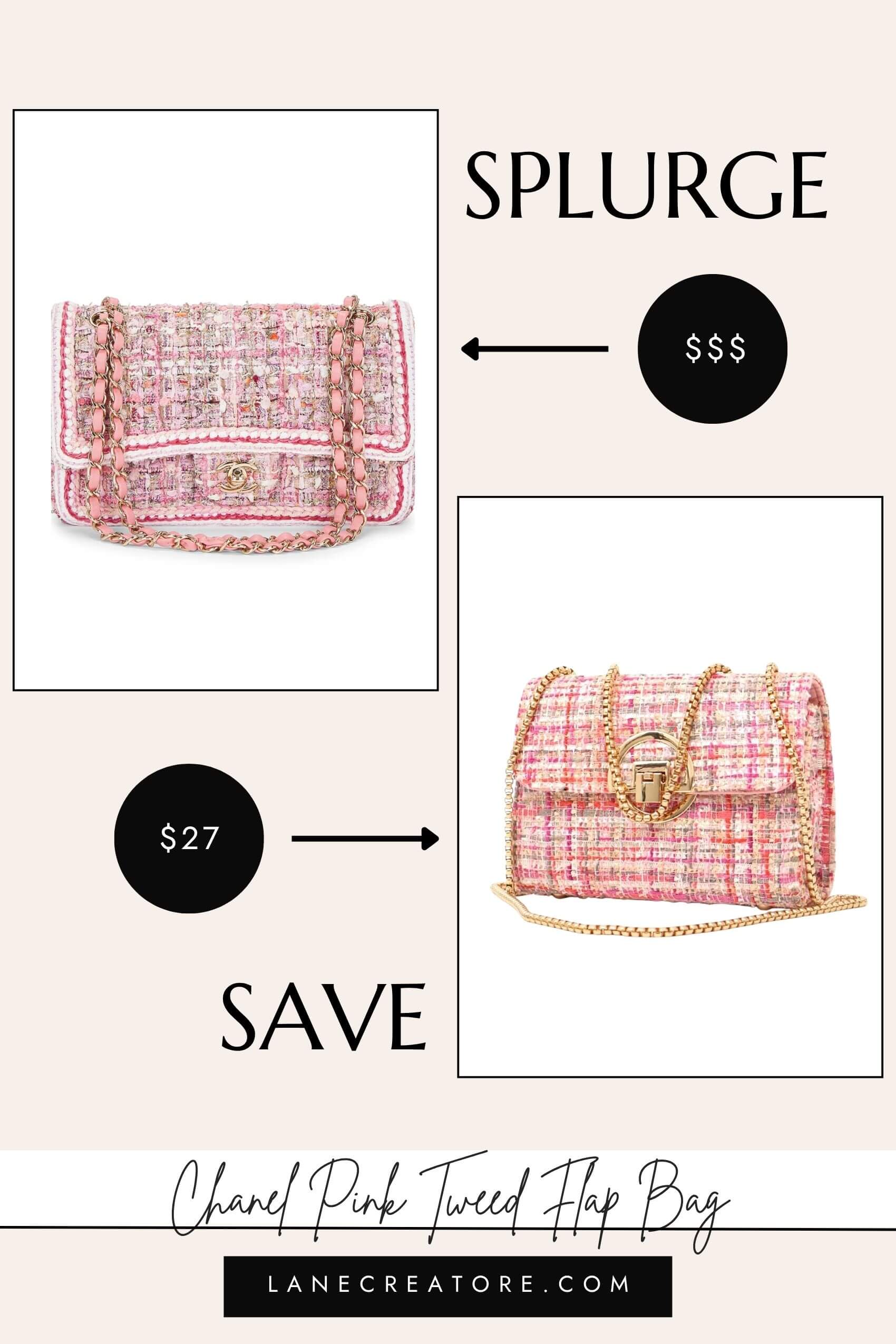 pink chanel tweed flap bag dupe