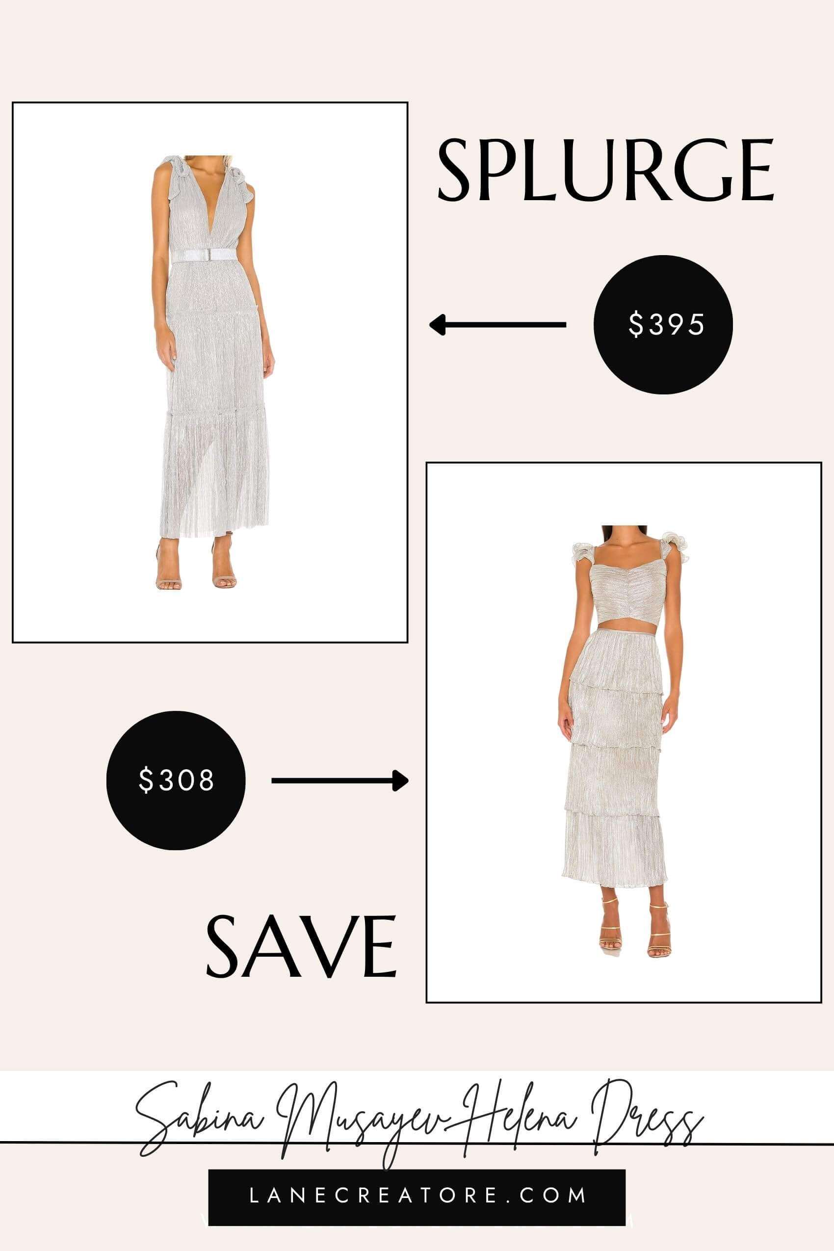 sabina musayev helena silver dress dupe