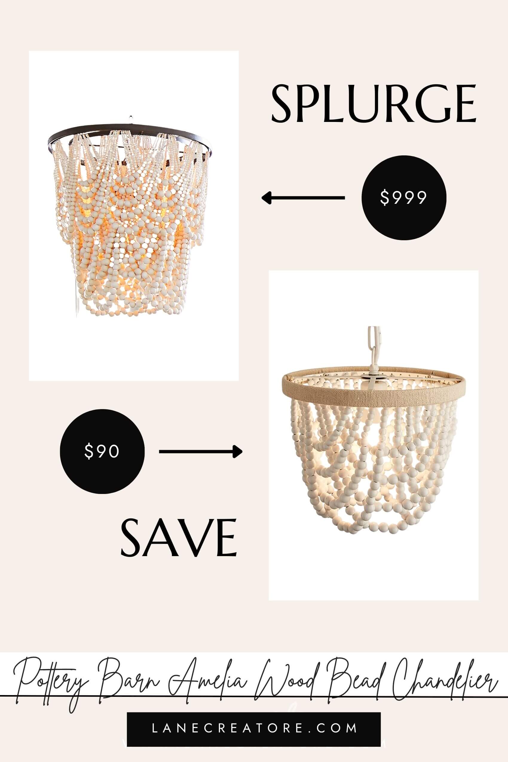 pottery barn amelia wood bead chandelier dupe
