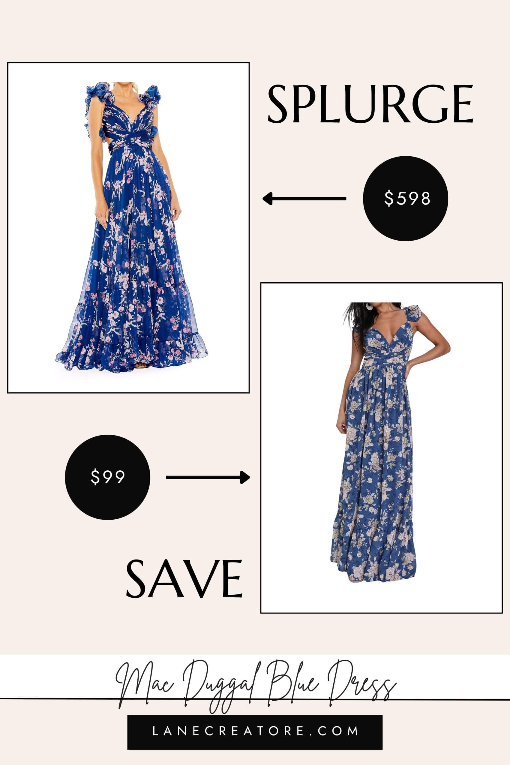 mac duggal blue dress dupe