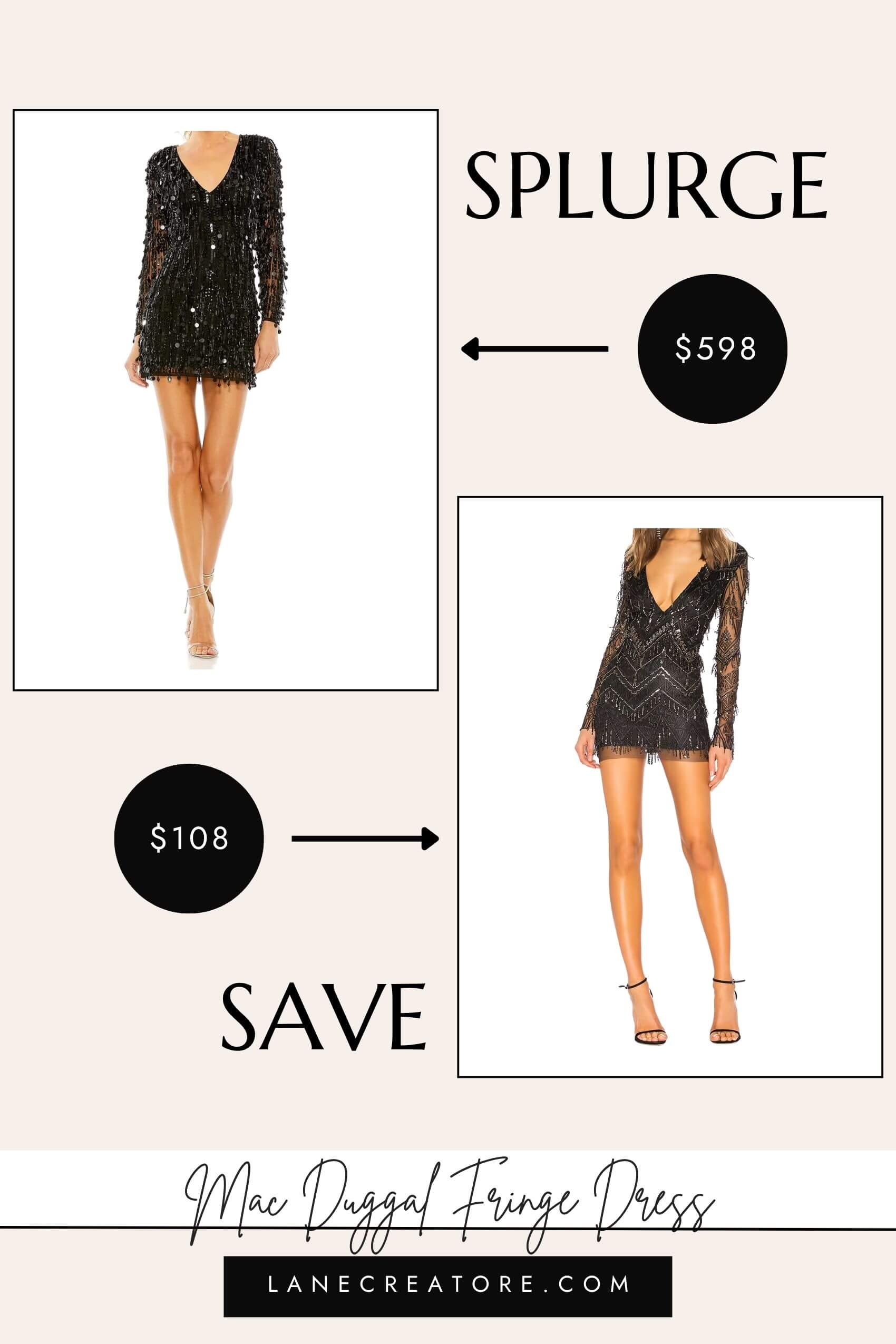 mac duggal fringe dress dupe