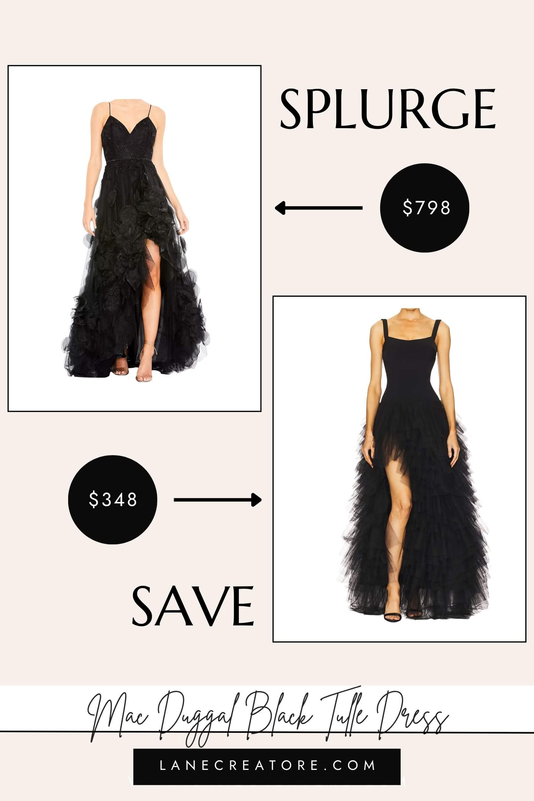 mac duggal black dress tulle dupe