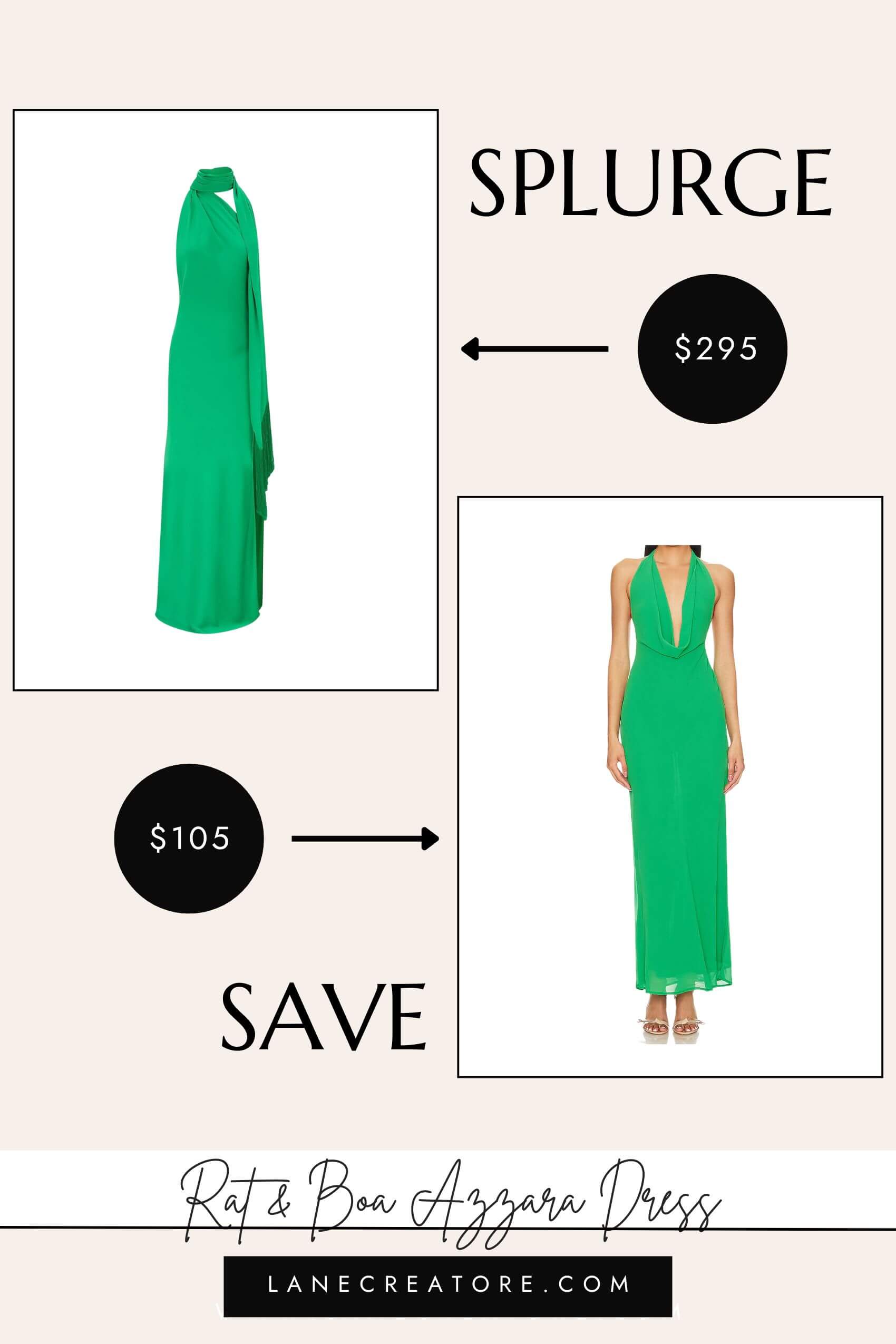 rat and boa azzara green dress dupe