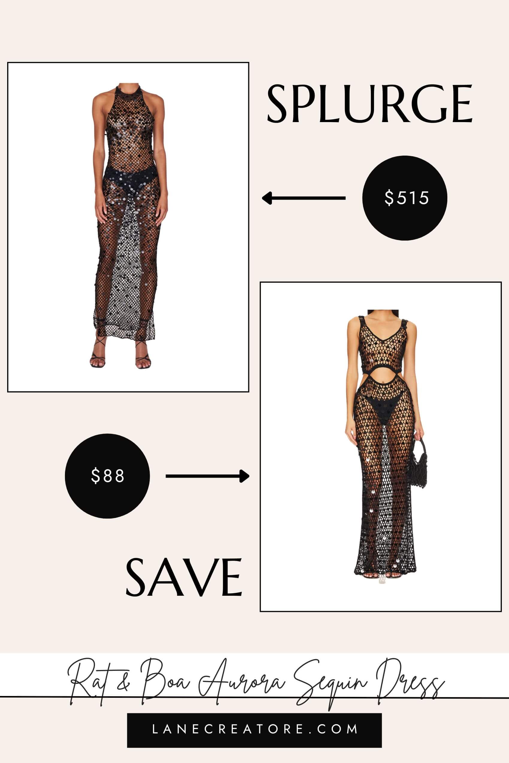 rat and boa black sequin dress dupe