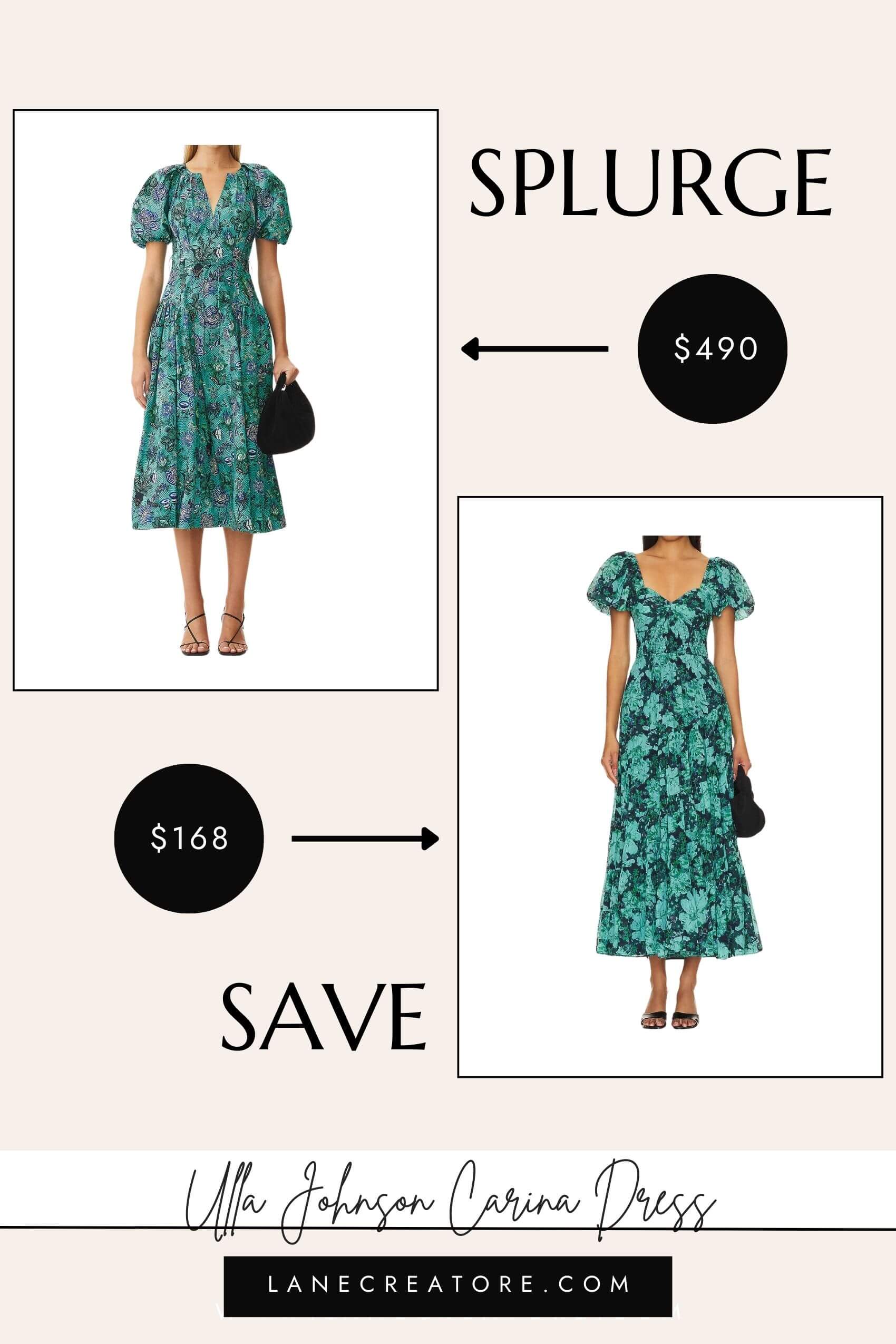 ulla johnson green dress dupe