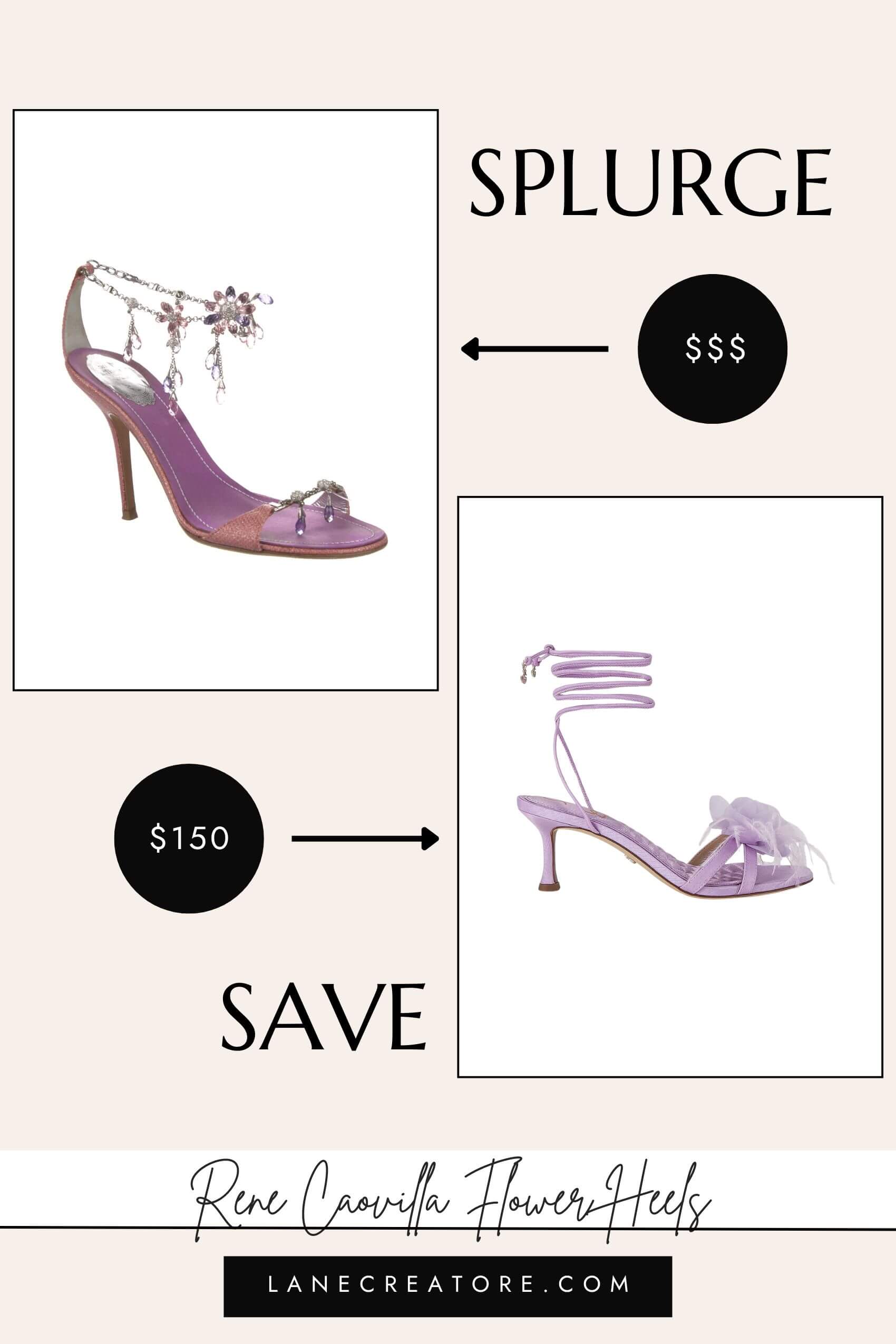 rene caovilla flower heels dupe