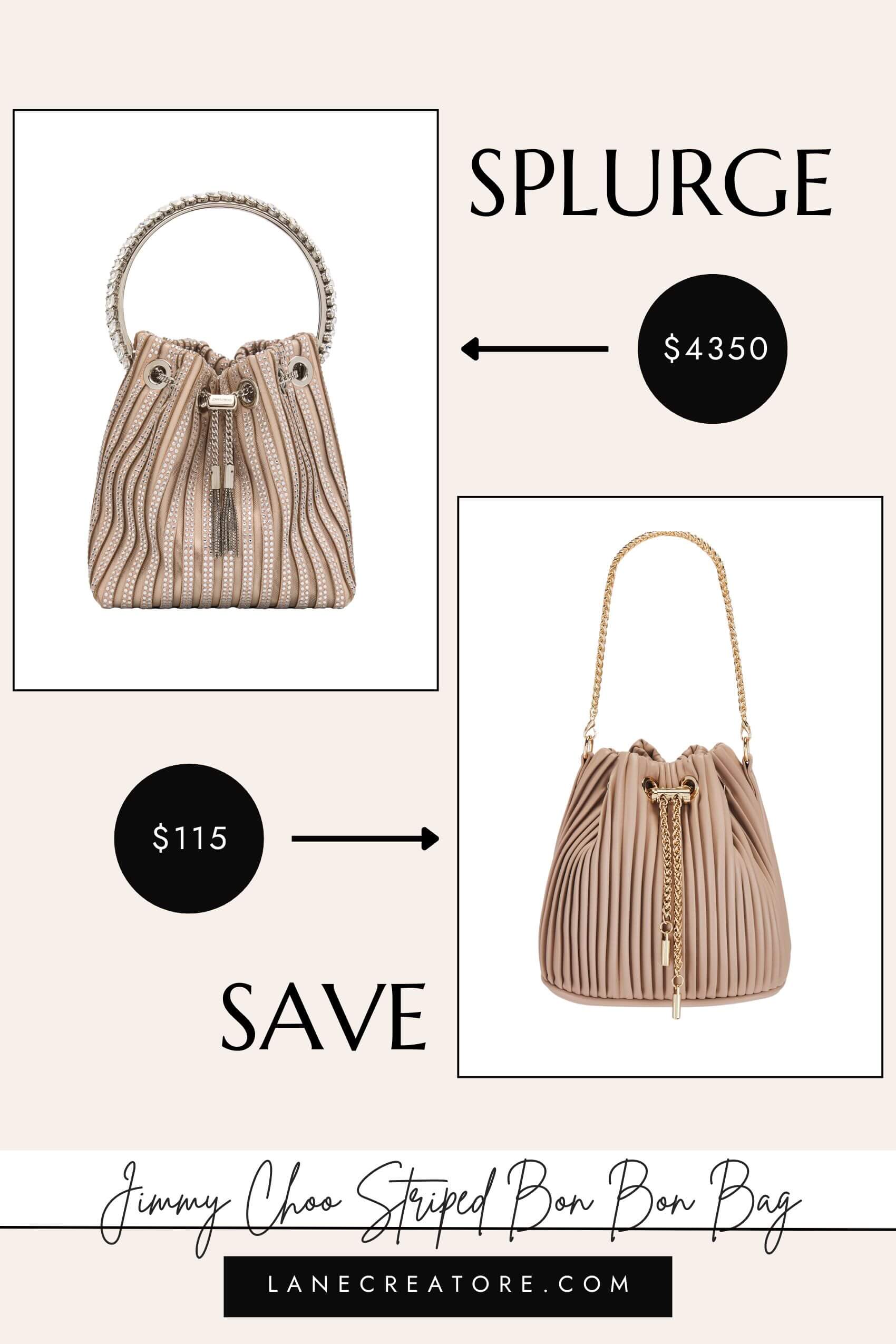 jimmy choo striped bon bon bag dupe