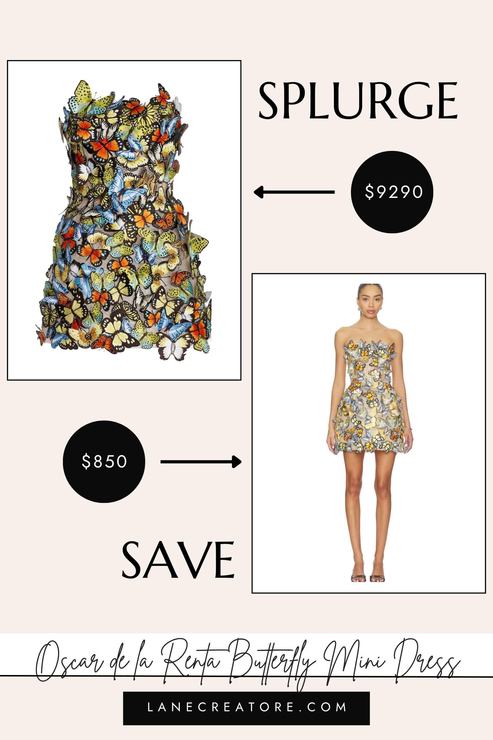 oscar de la renta butterfly strapless mini dress dupe