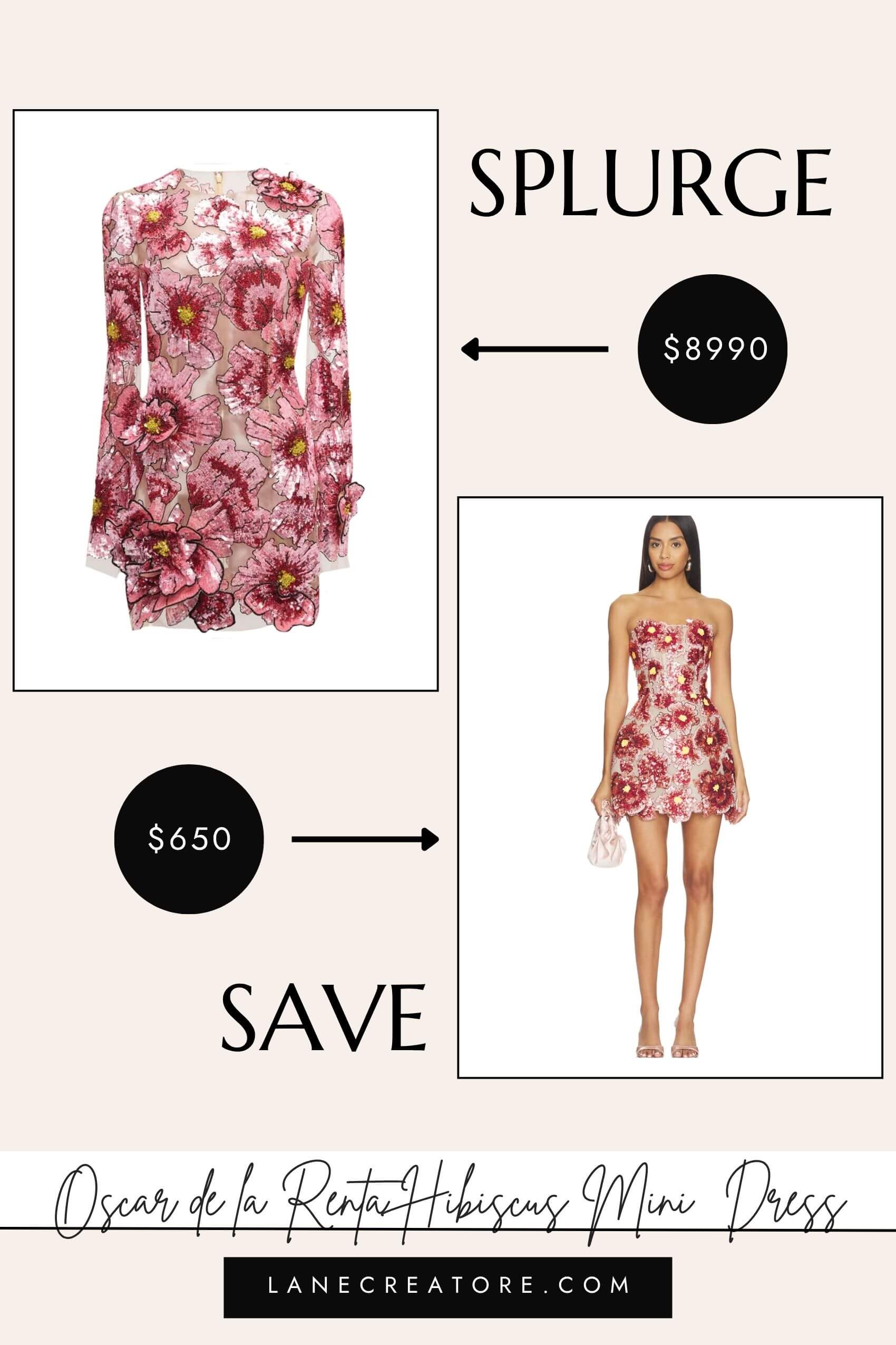 oscar de la renta hibiscus floral sequin mini dress dupe