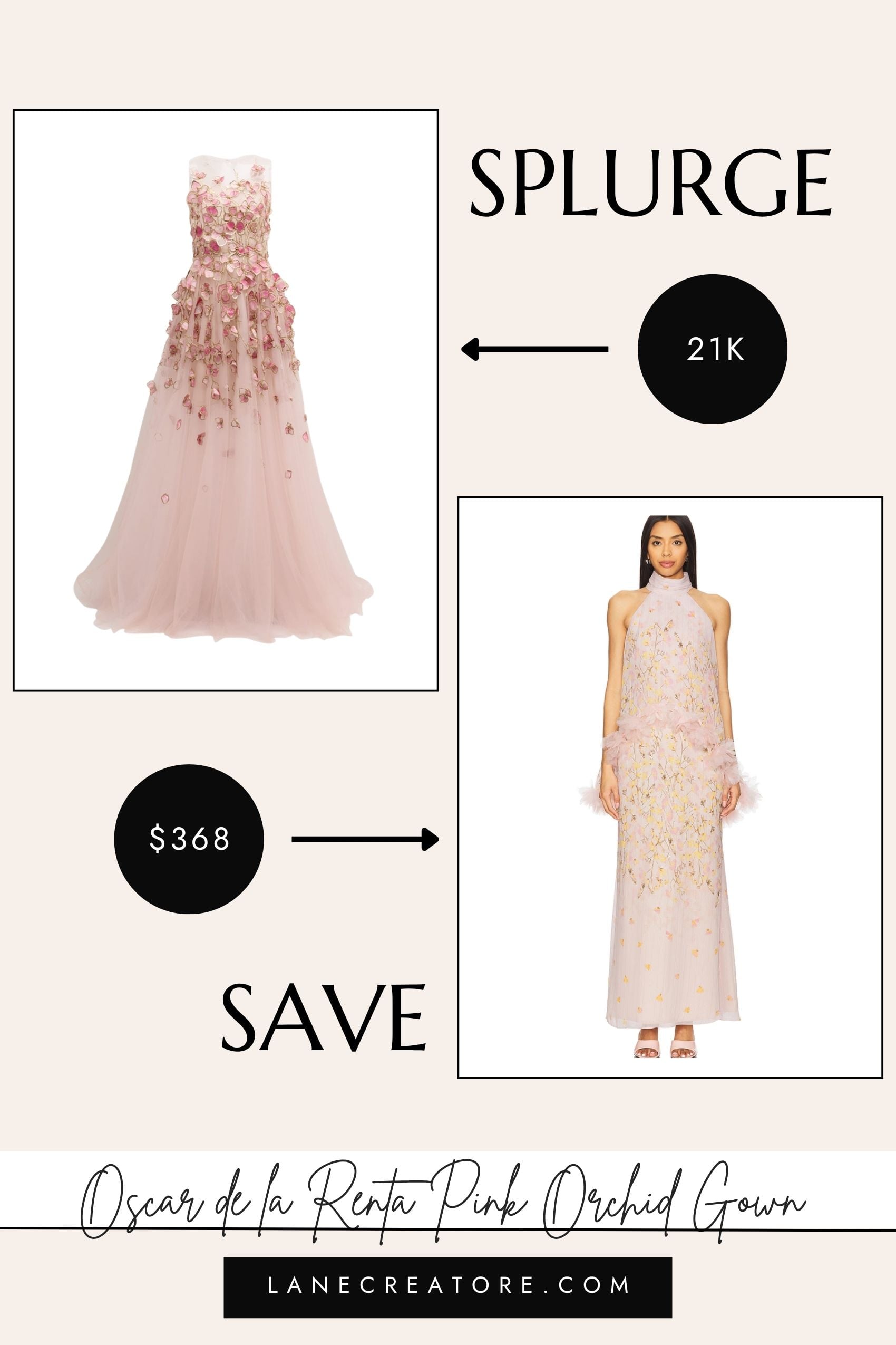 oscar de la renta pink orchids gown dupe