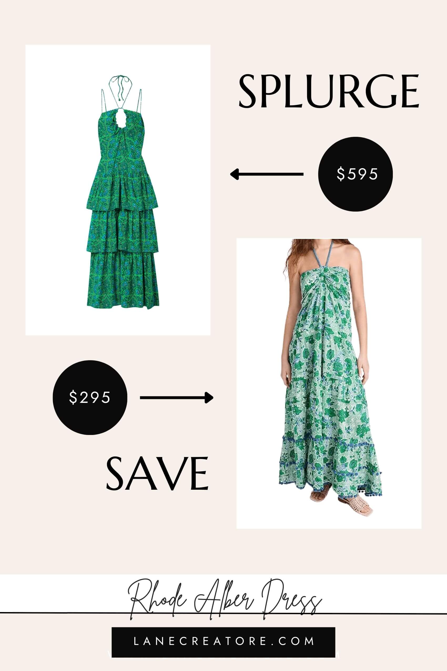 rhode green dress dupe