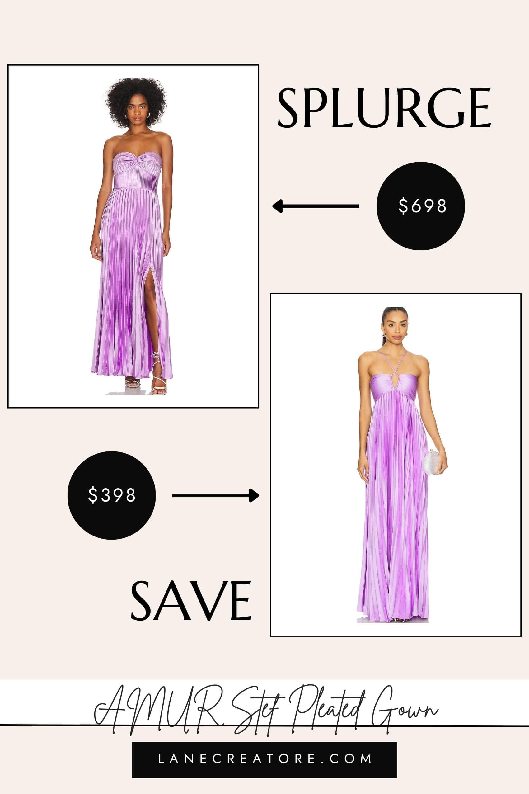 amur purple pleated dress dupe
