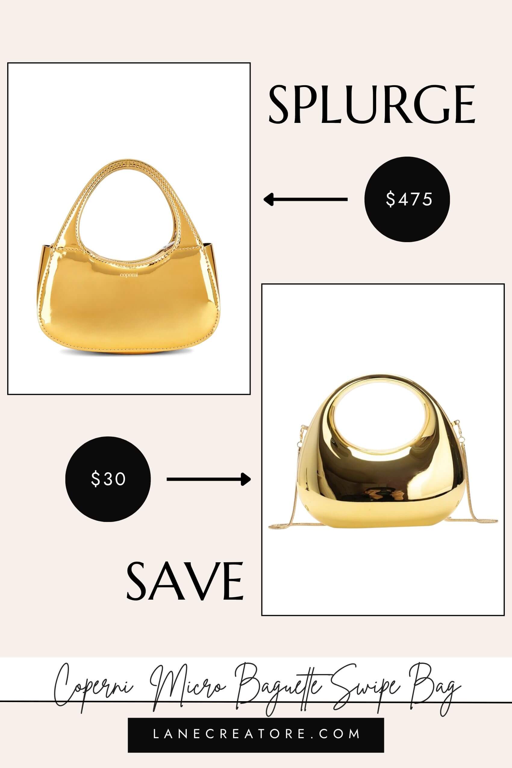coperni gold metallic swipe bag dupe