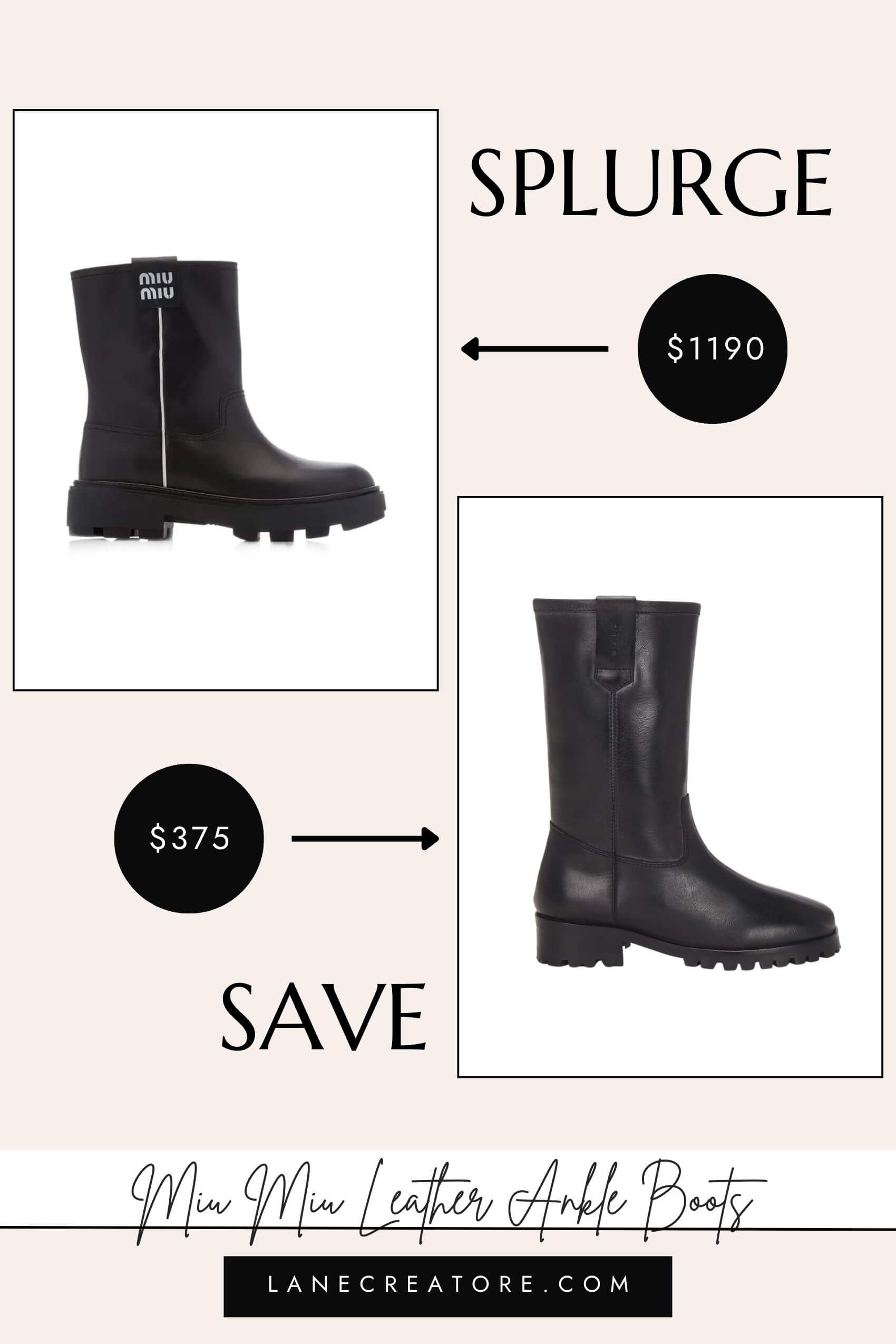 miu miu leather ankle boots dupe