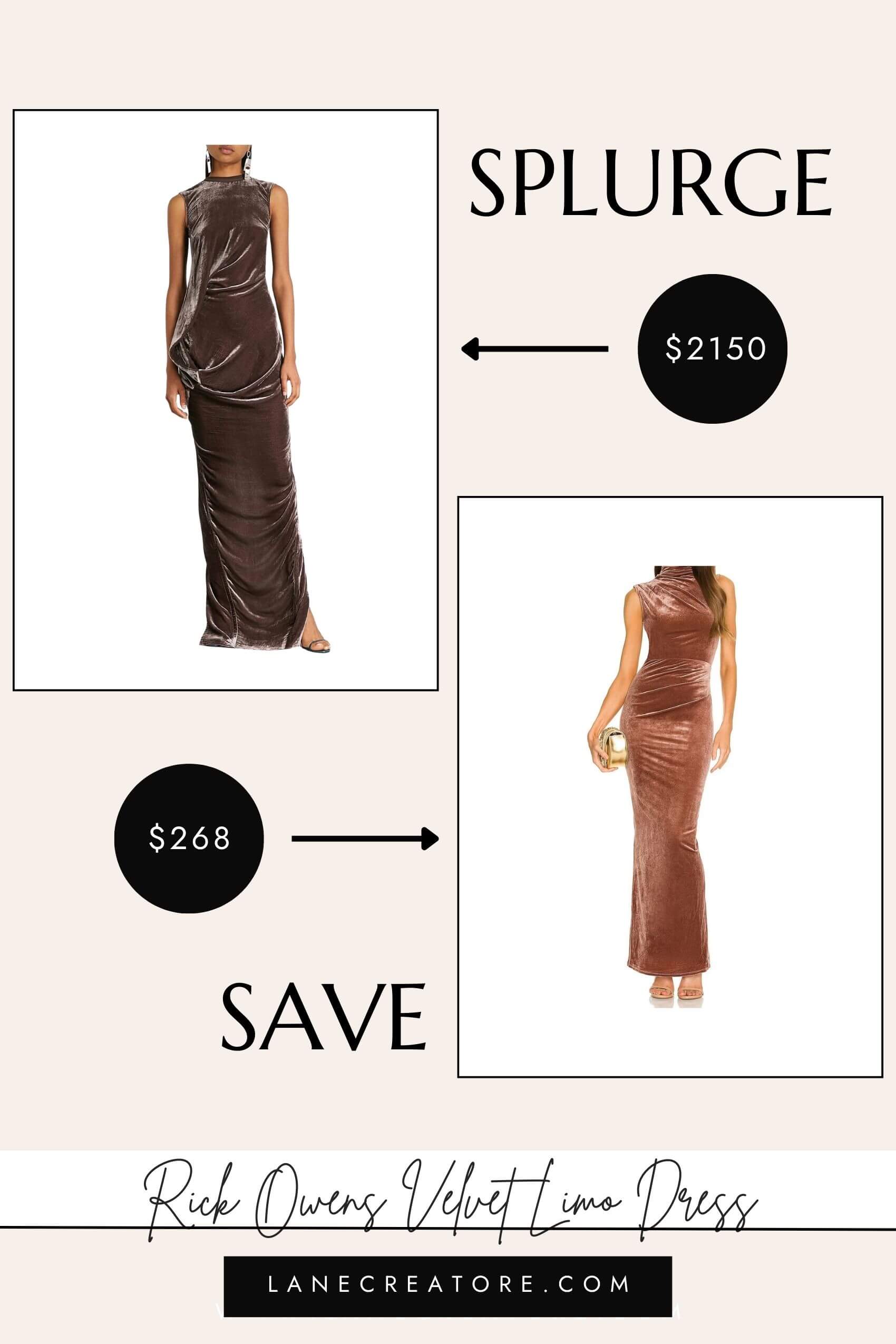 rick owens velvet dress dupe