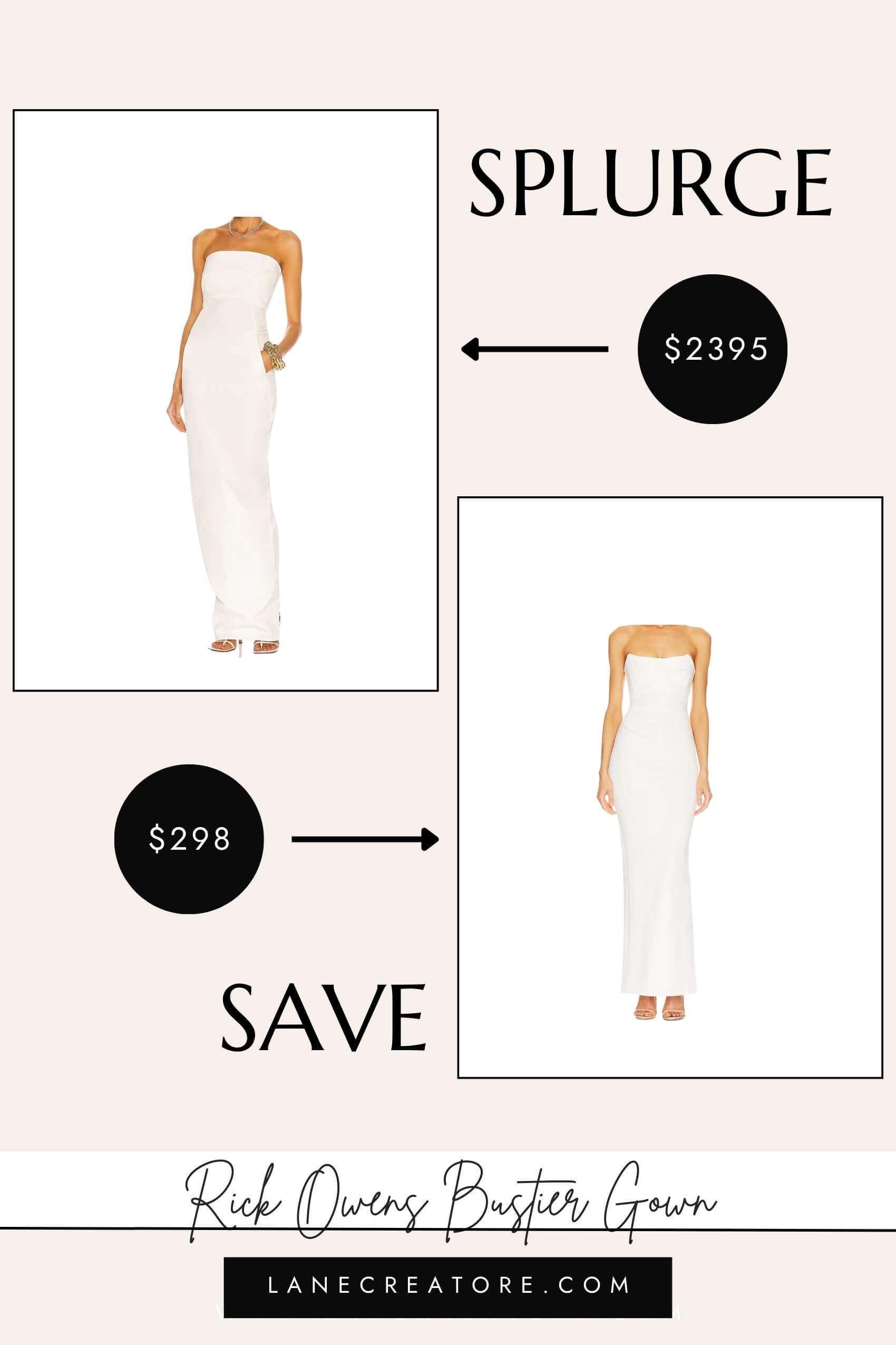 rick owens white dress dupe