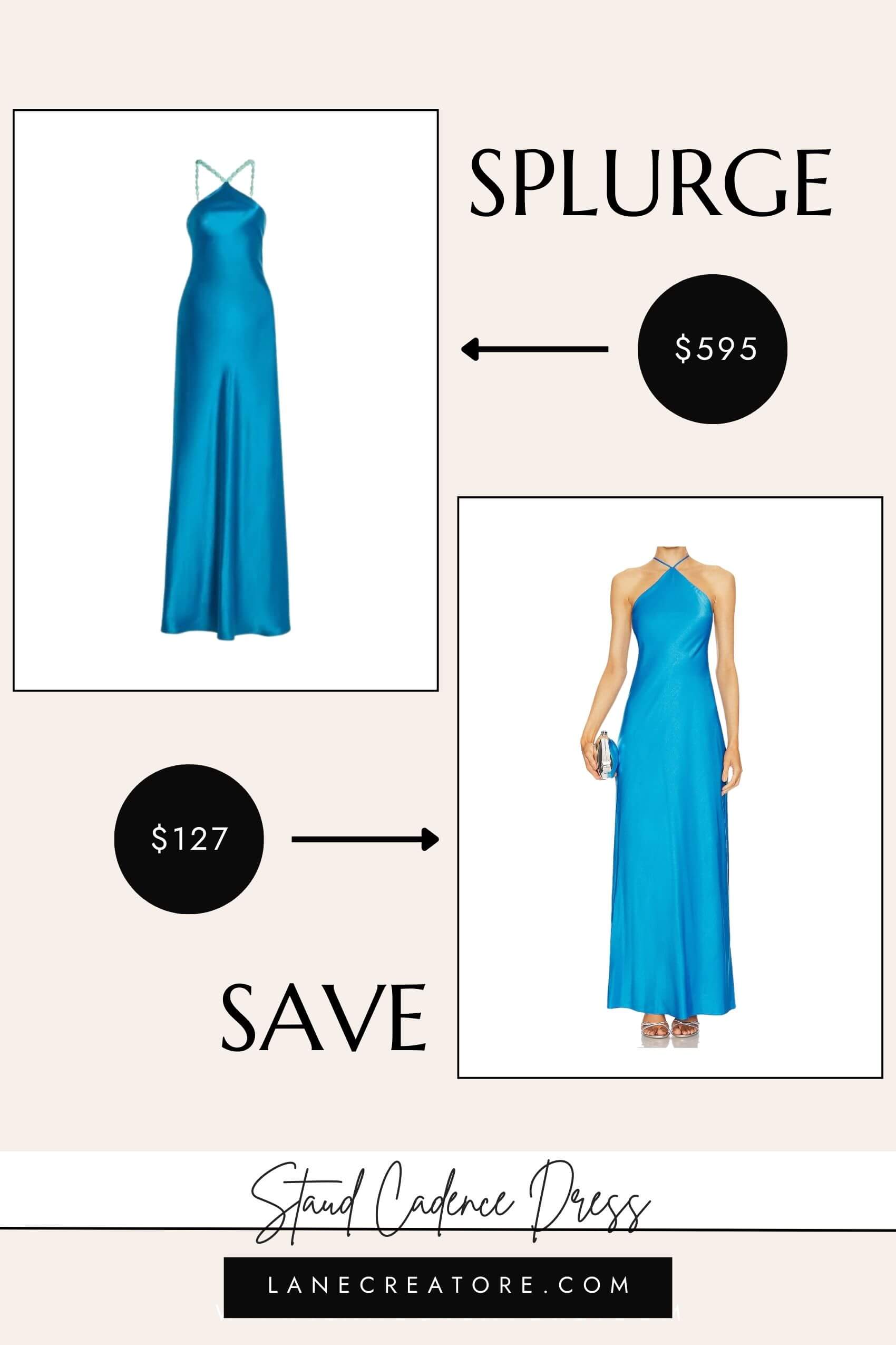 staud cadence blue dress dupe