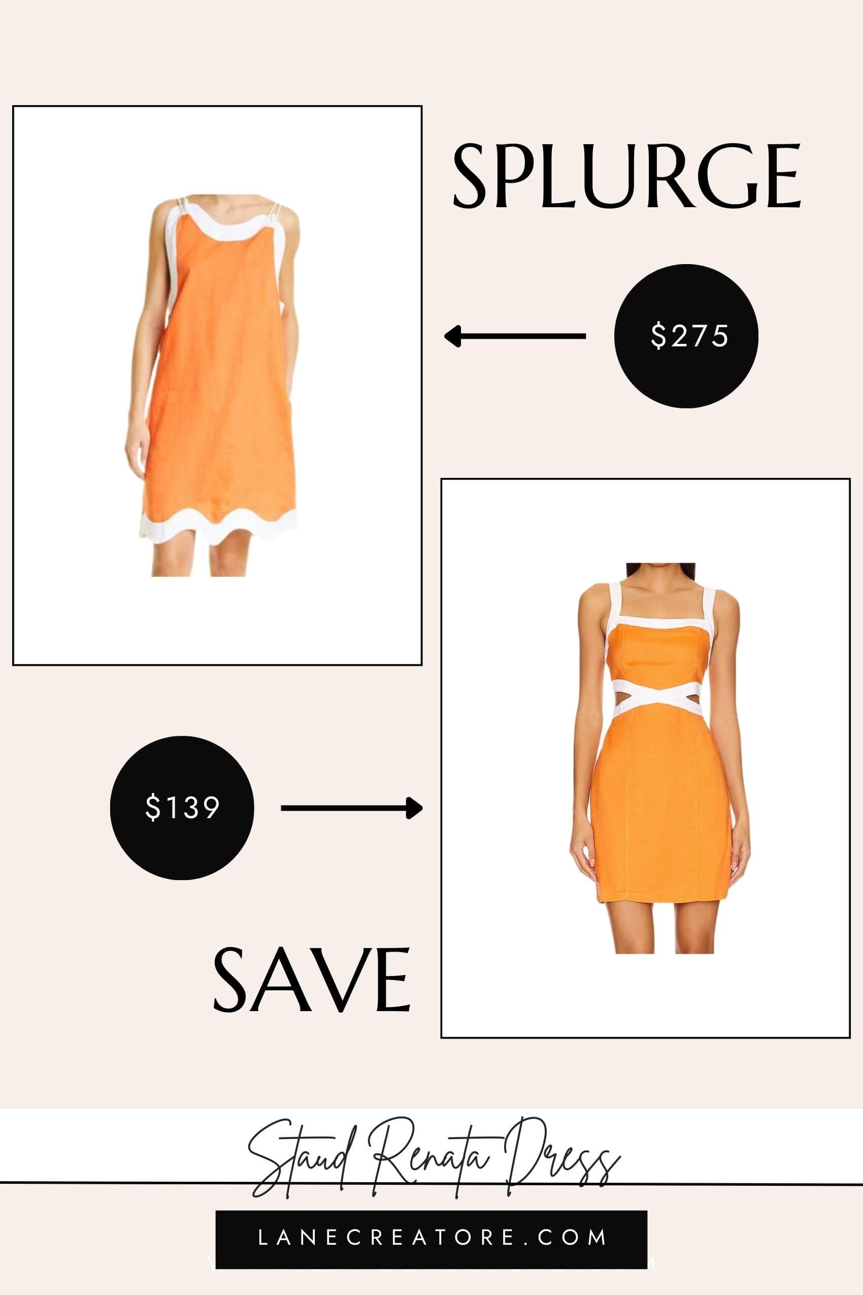 staud renata orange dress dupe