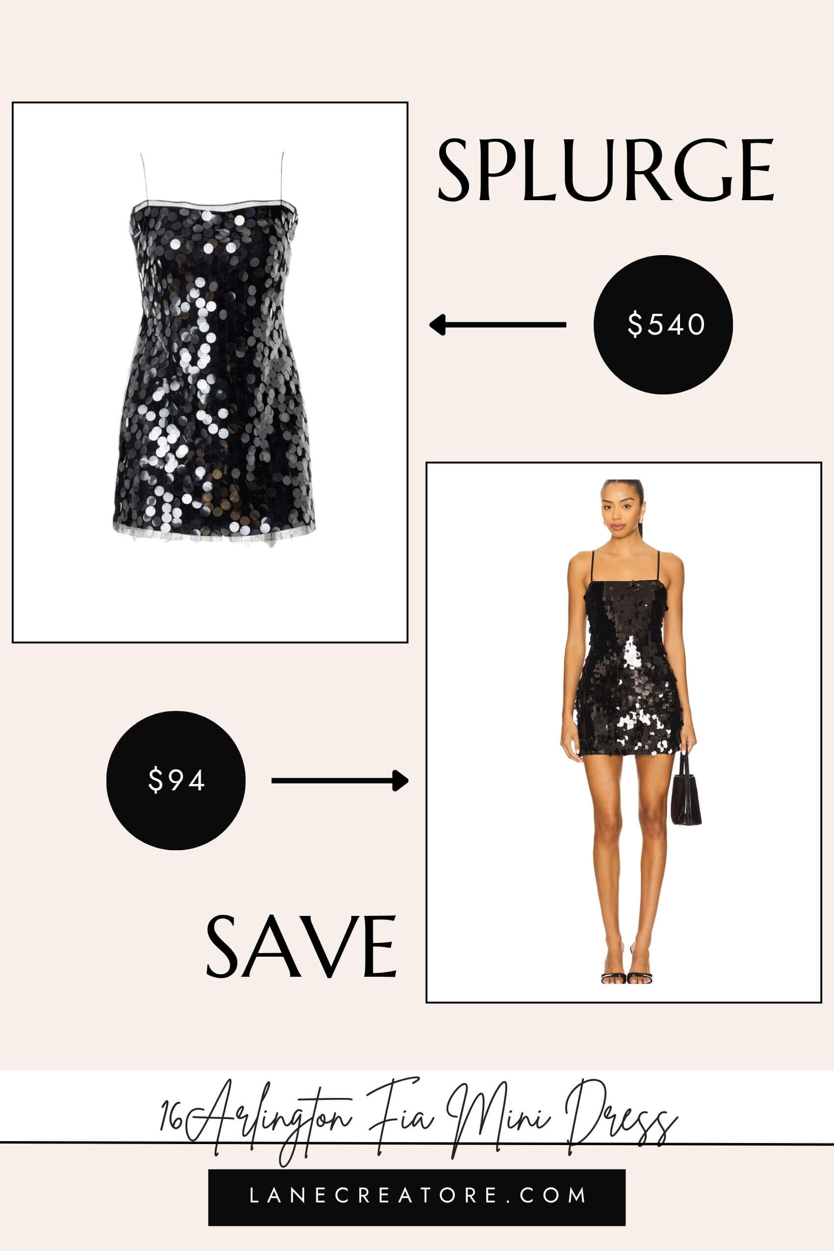16arlington black fia mini dress dupe