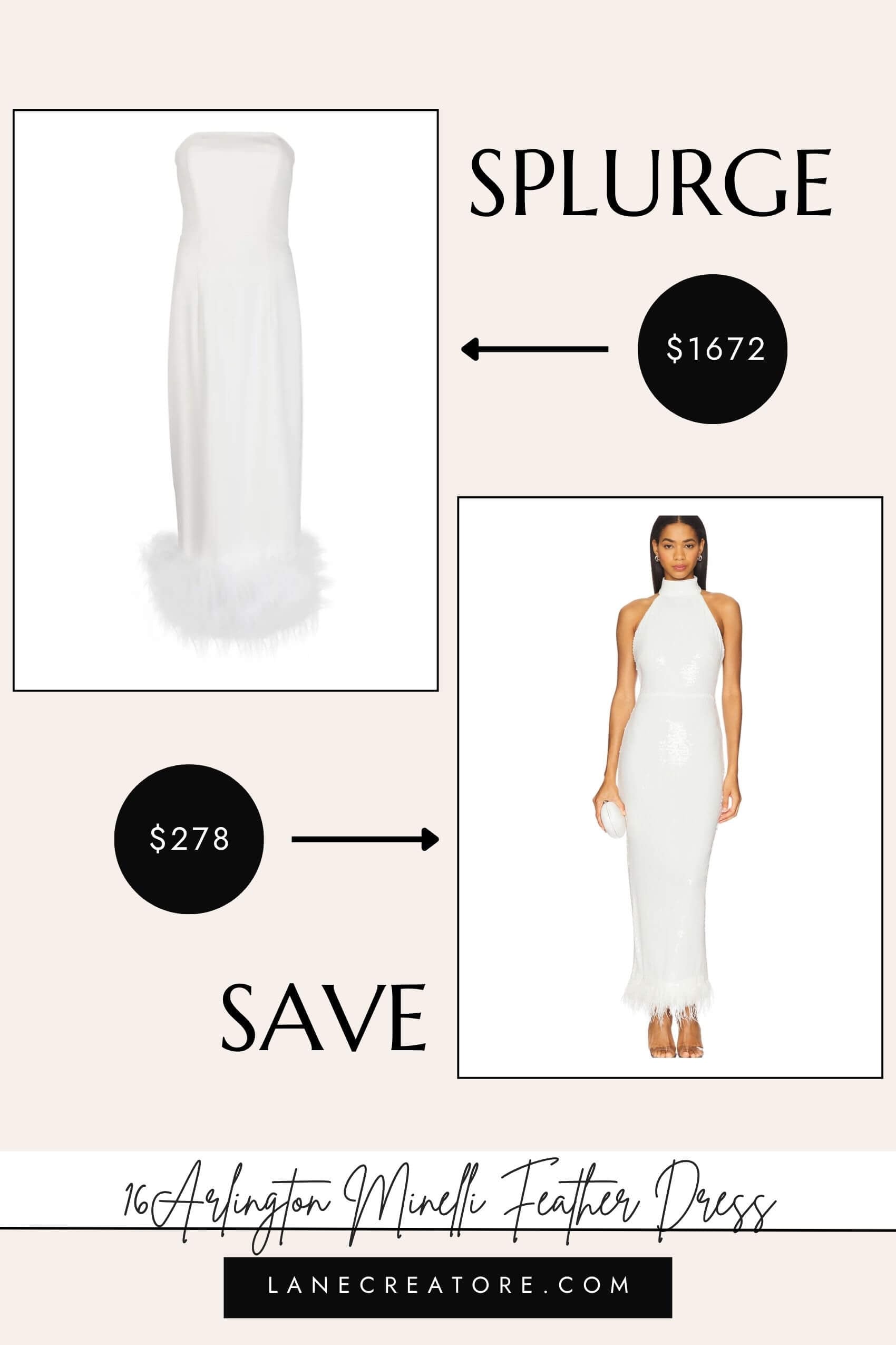 16arlington minelli white feather dress dupe
