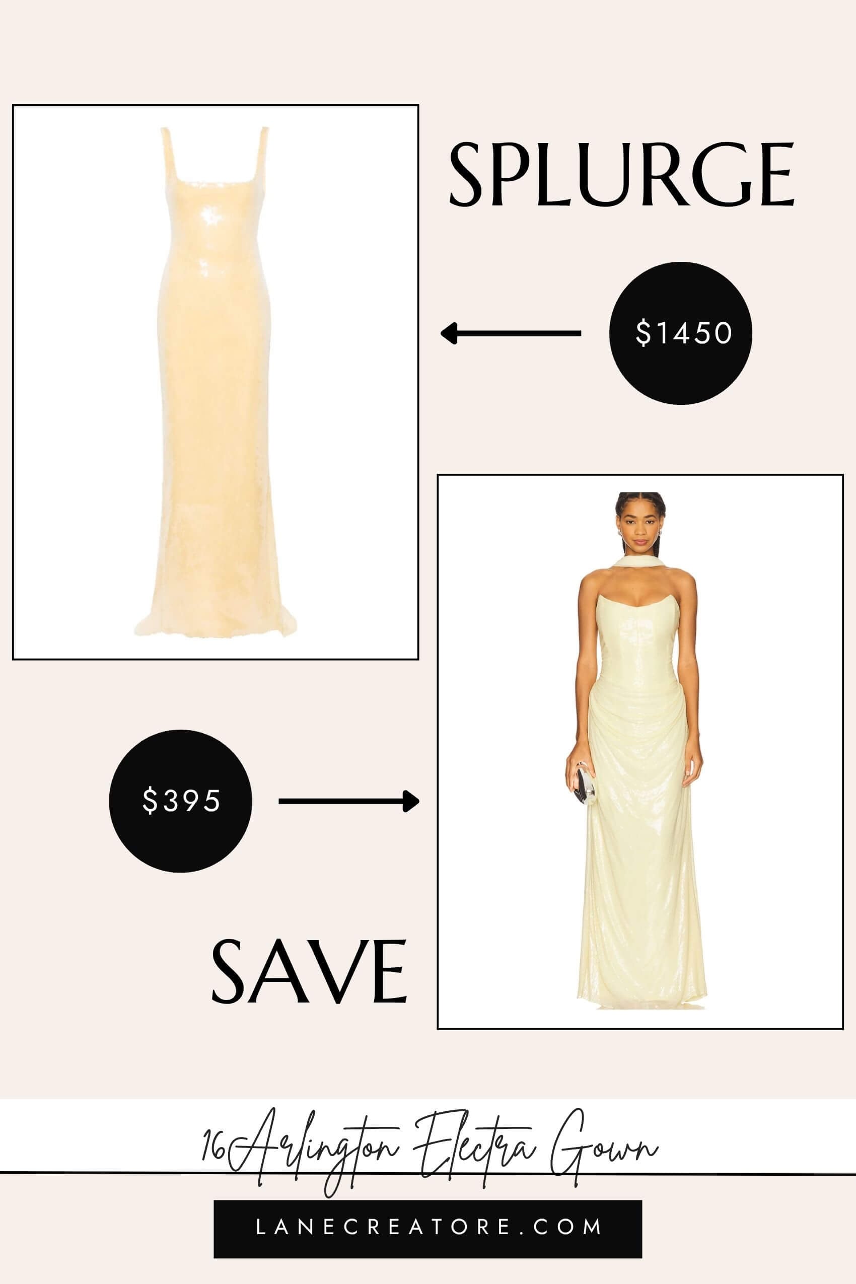 16arlington yellow electra gown dupe