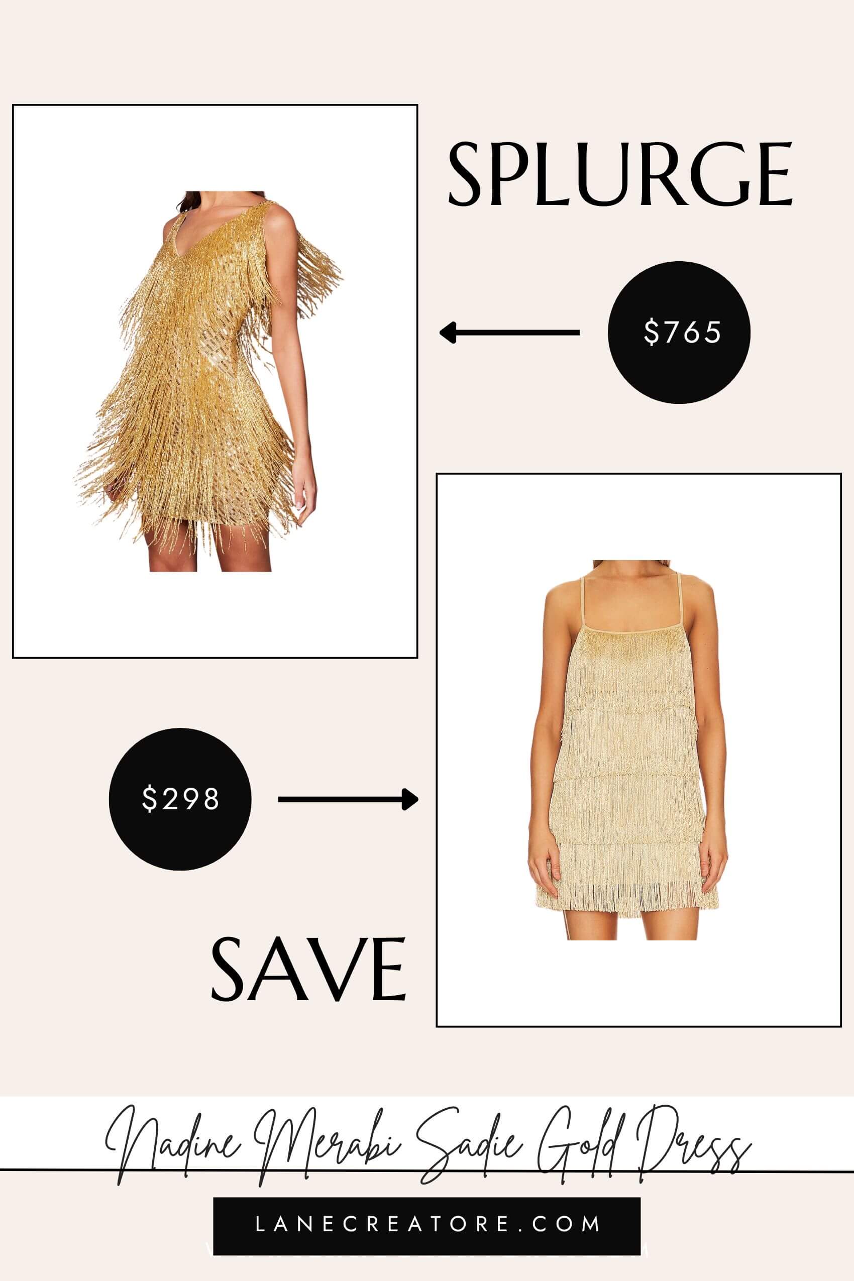 nadine merabi sadie gold dress dupe