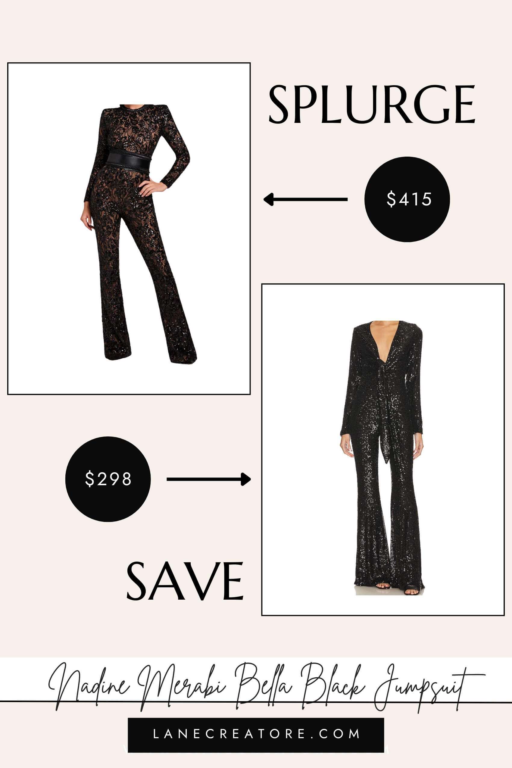 nadine merabi bella black jumpsuit dupe