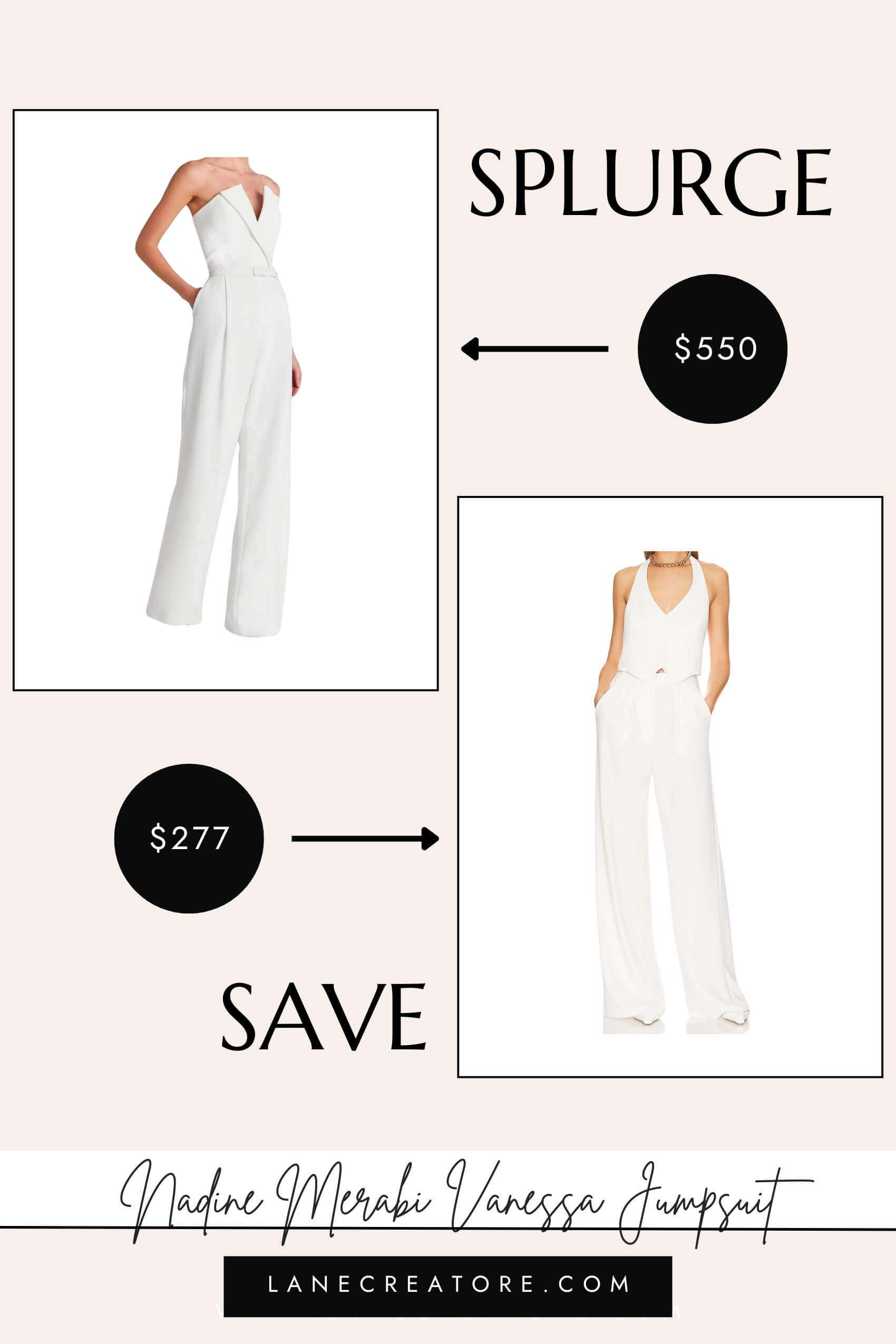 nadine merabi white jumpsuit dupe