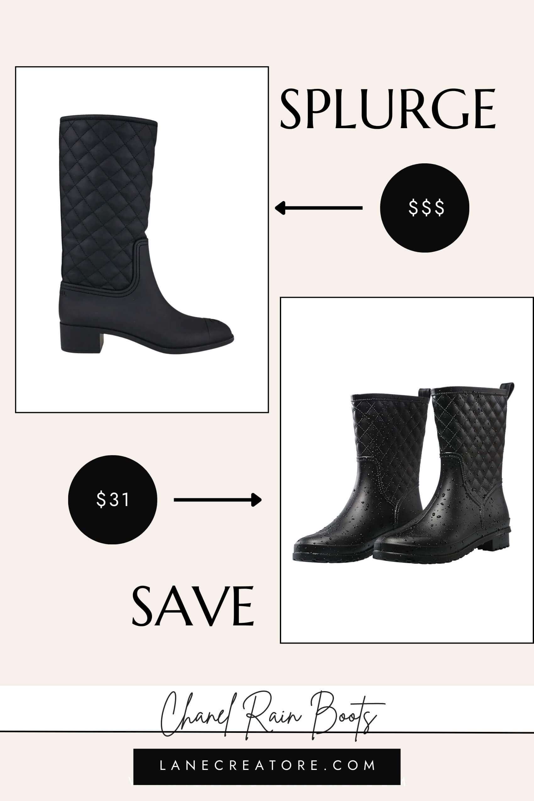 chanel rain boots dupe