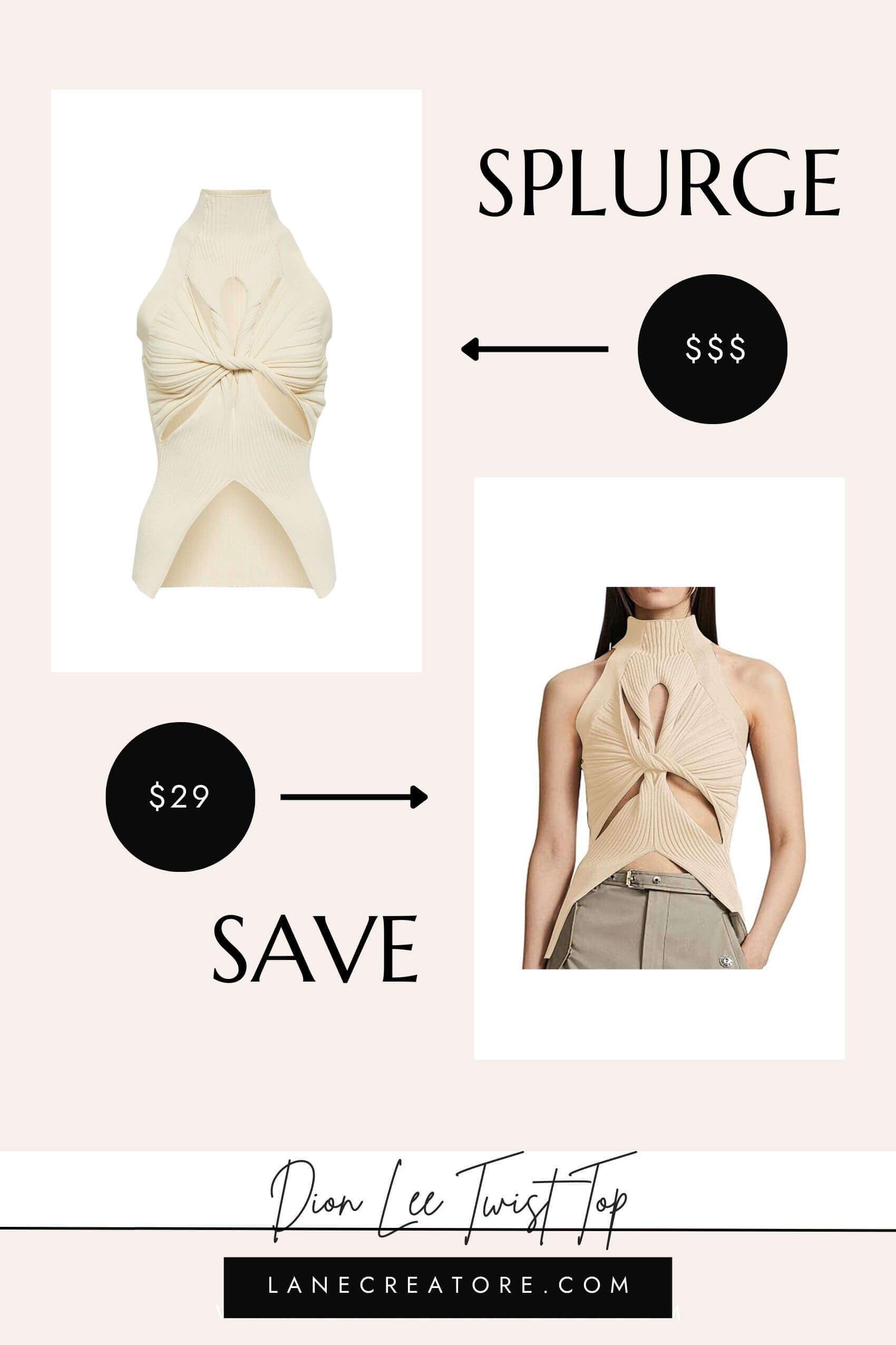 dion lee twist top dupe