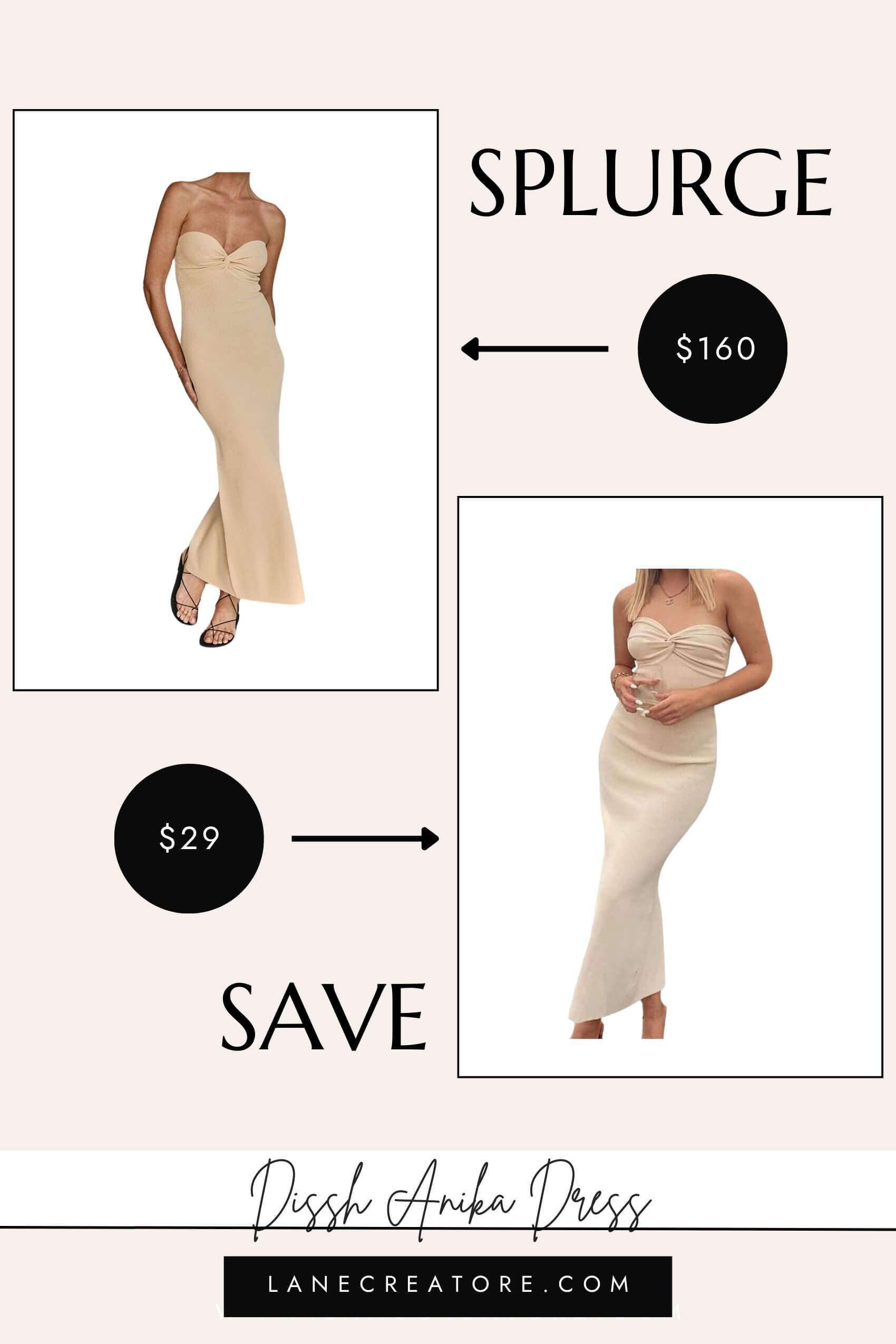 dissh strapless dress dupe