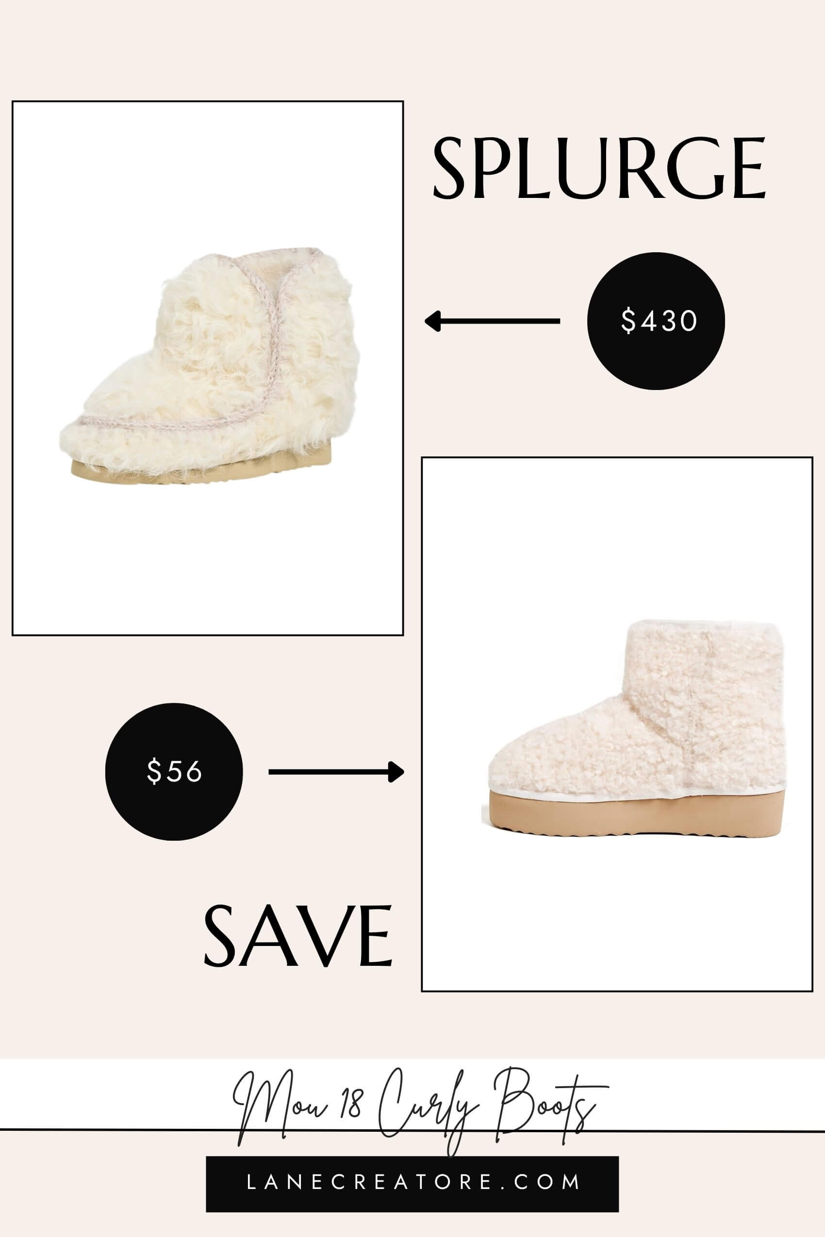 mou curly shearling boots dupe