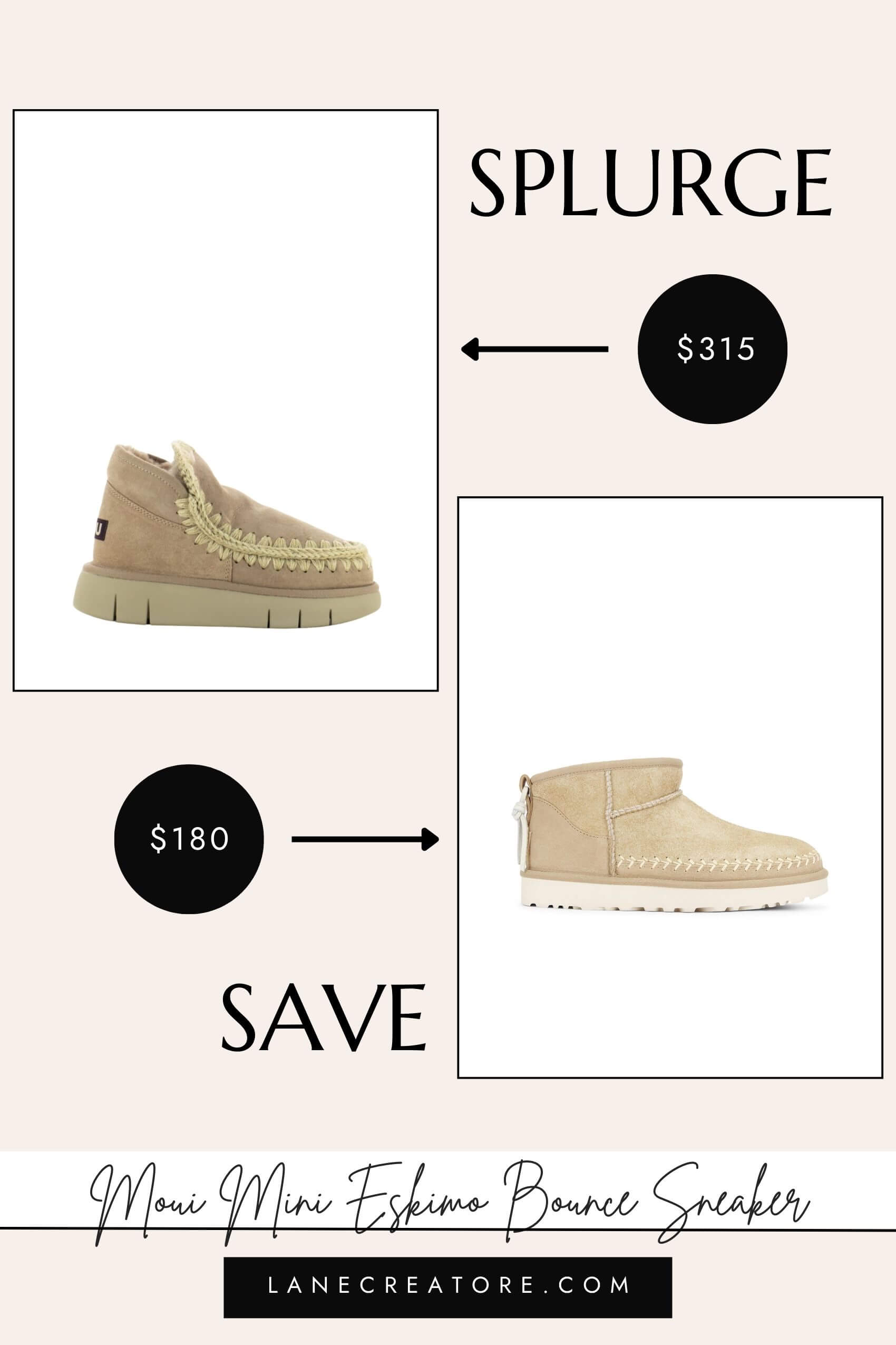 mou mini eskimo bounce sneaker dupe
