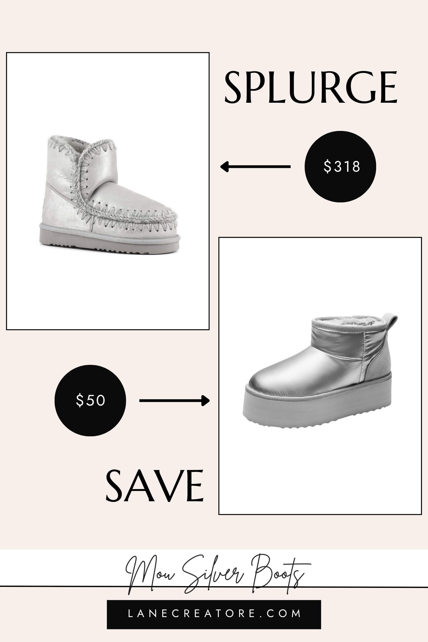 mou silver boots dupe