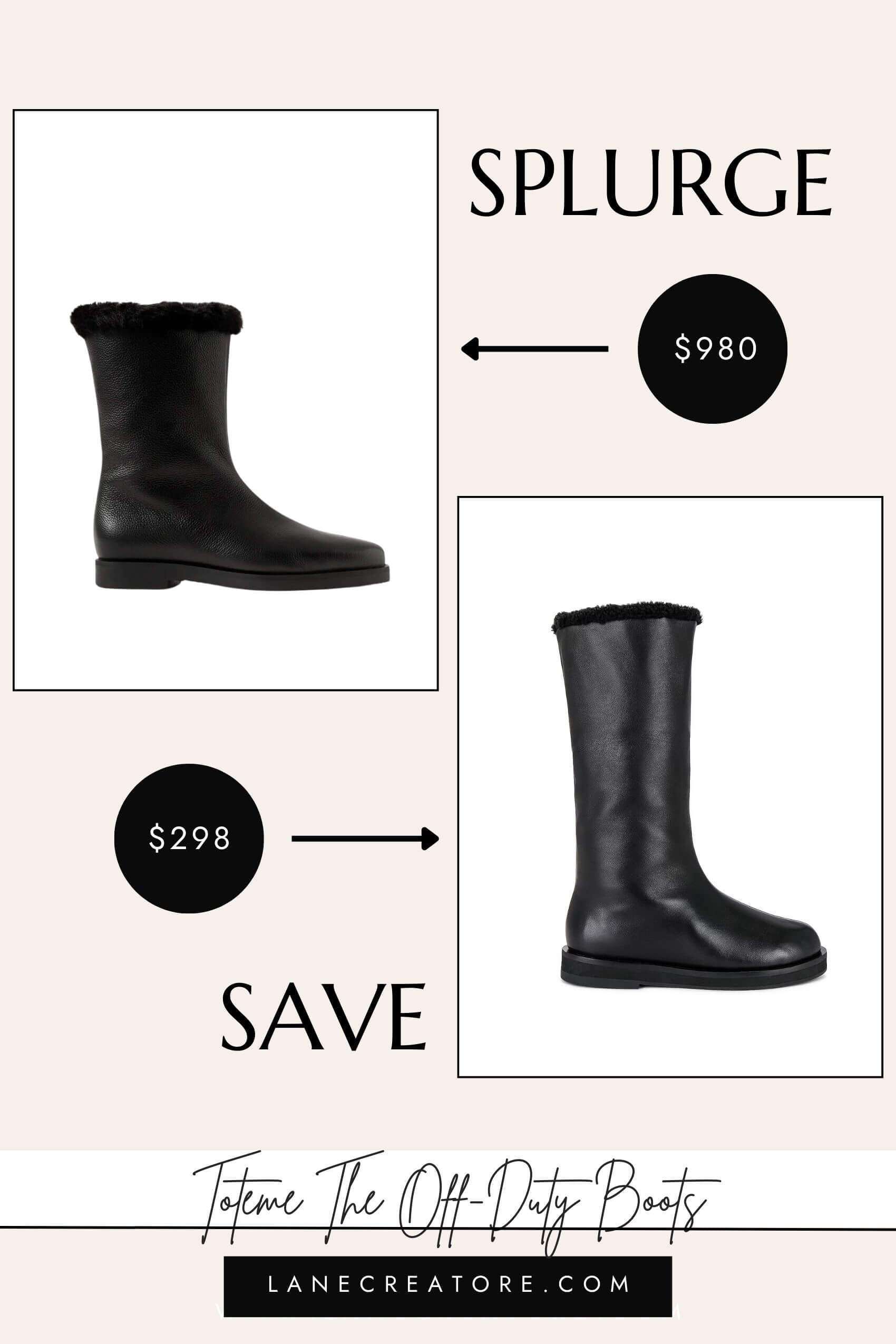 designer toteme boots dupe