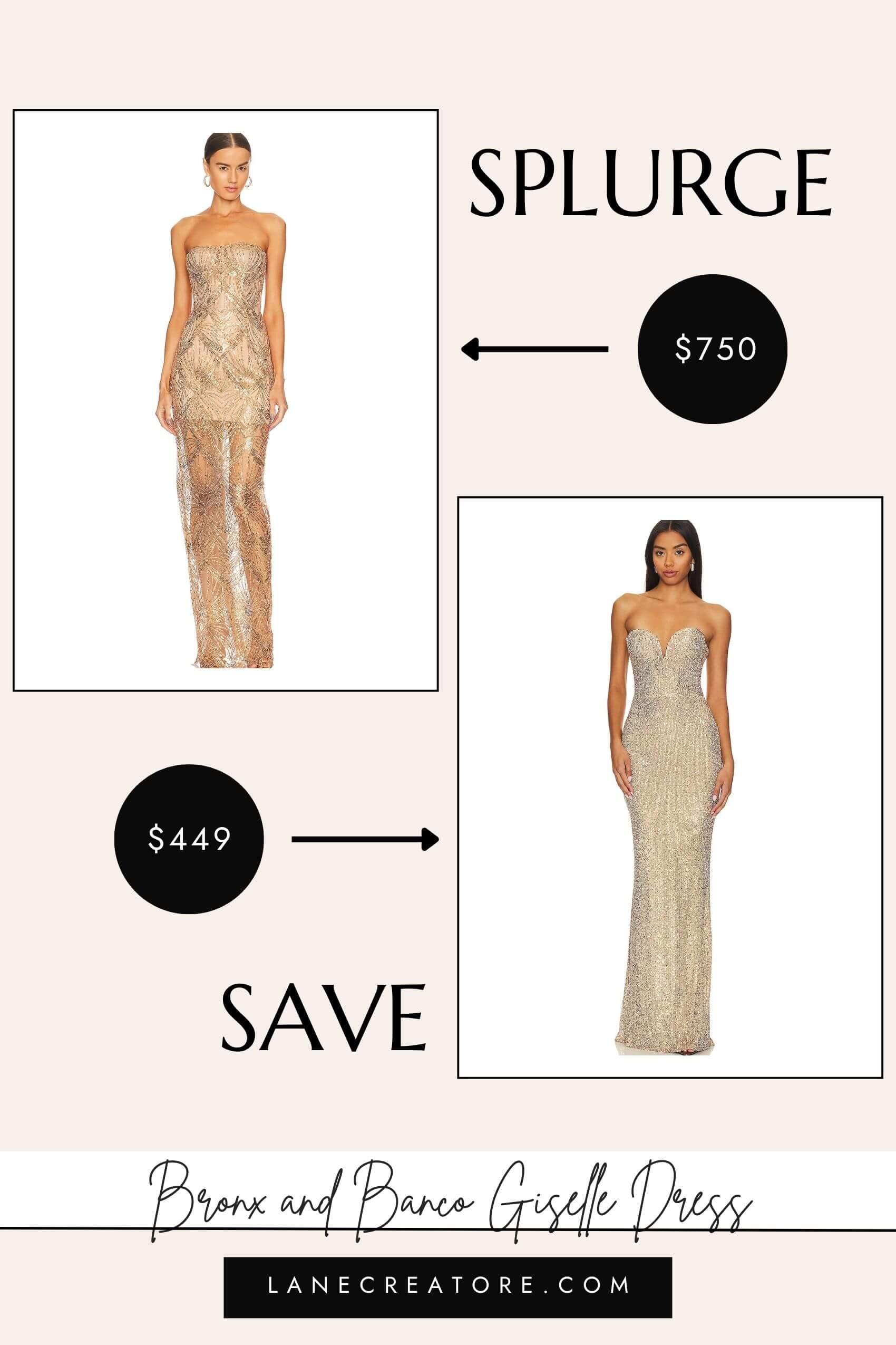 bronx and banco giselle gold sequin dress dupe