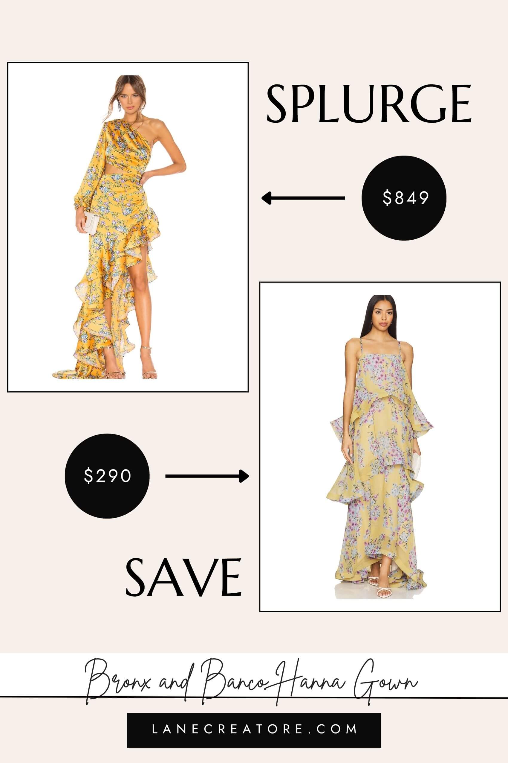 bronx and banco yellow hanna gown dupe