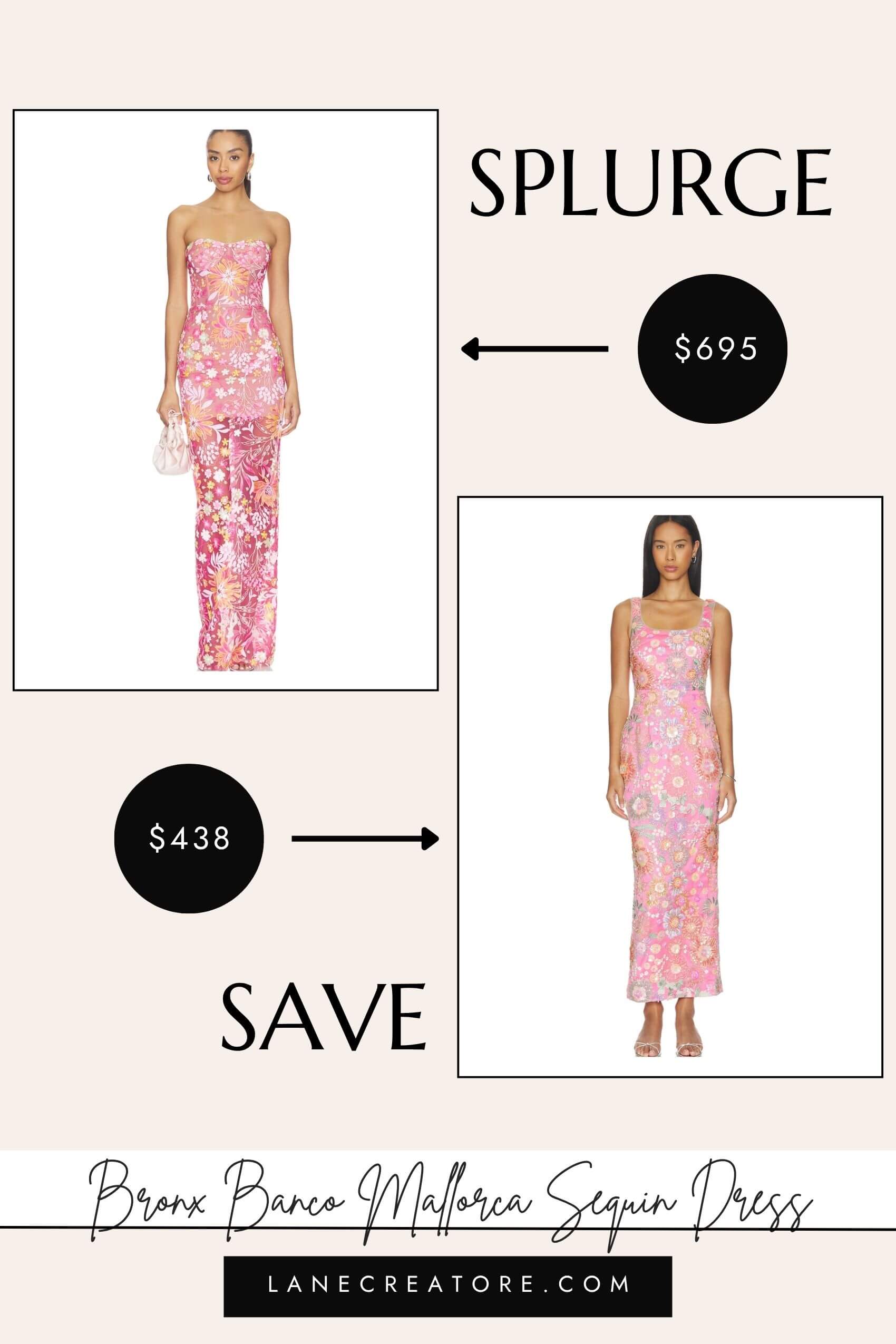 bronx and banco mallorca pink sequin dress dupe