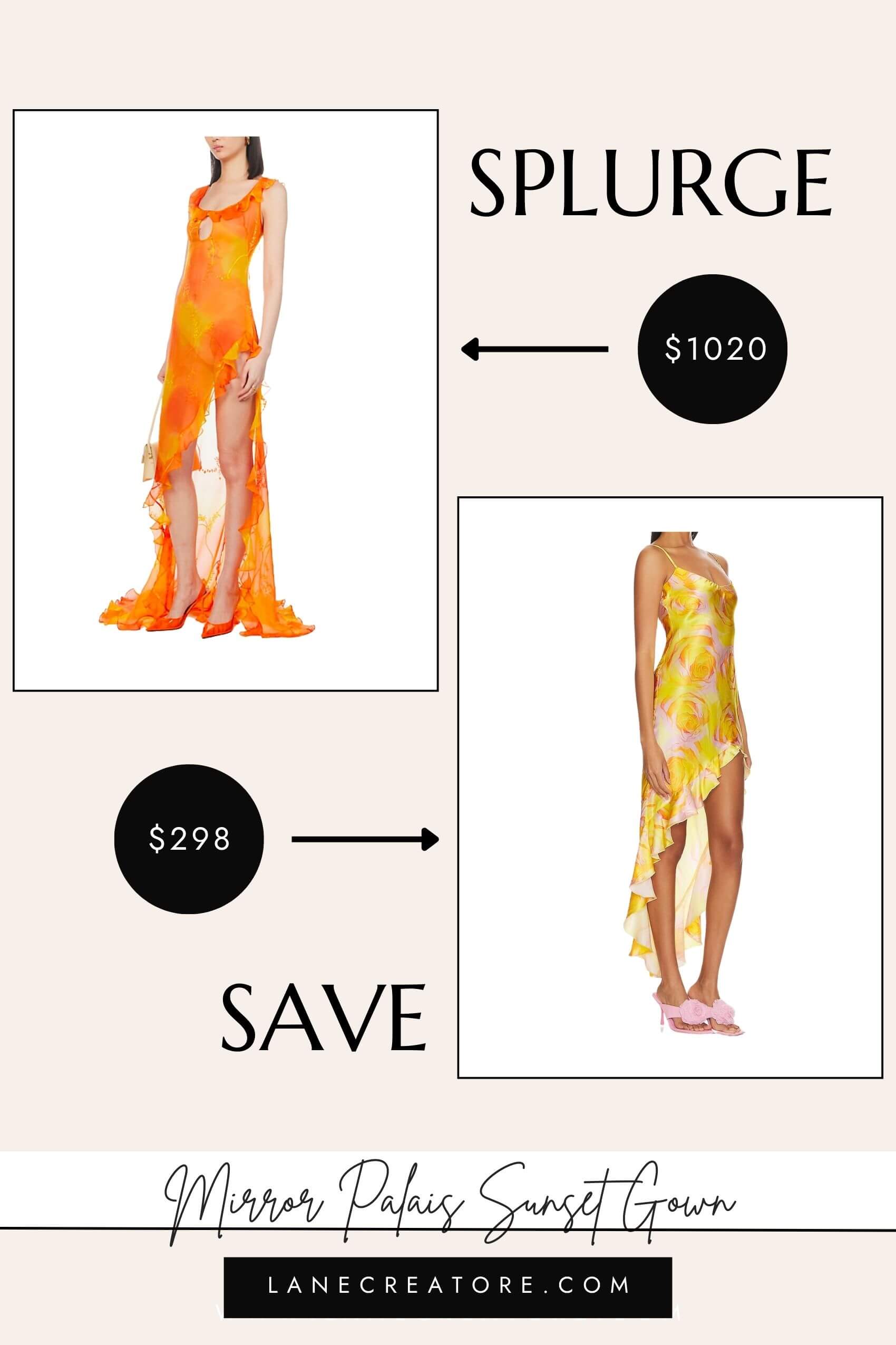 mirror palais sunset gown dupe