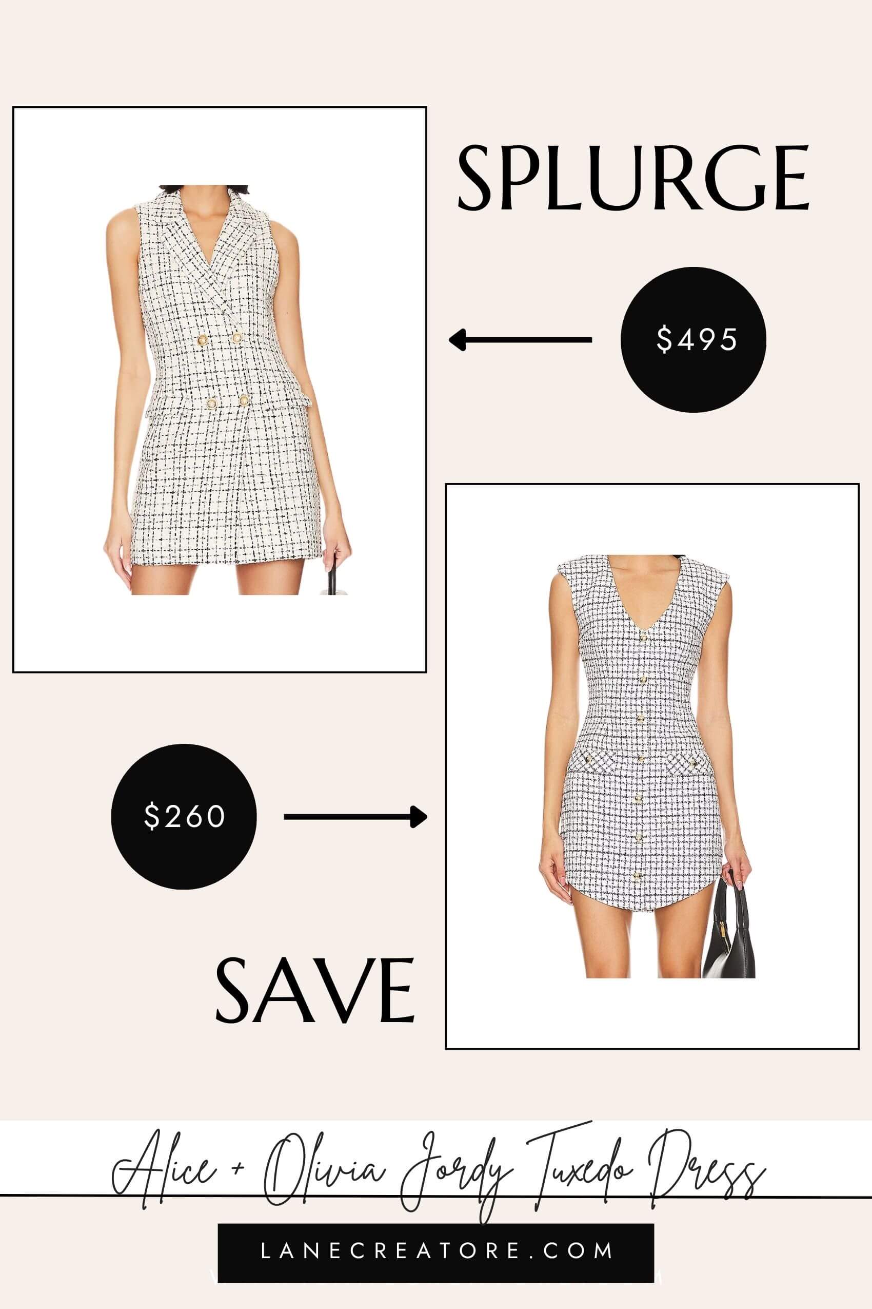 alice and olivia tuxedo dress dupe