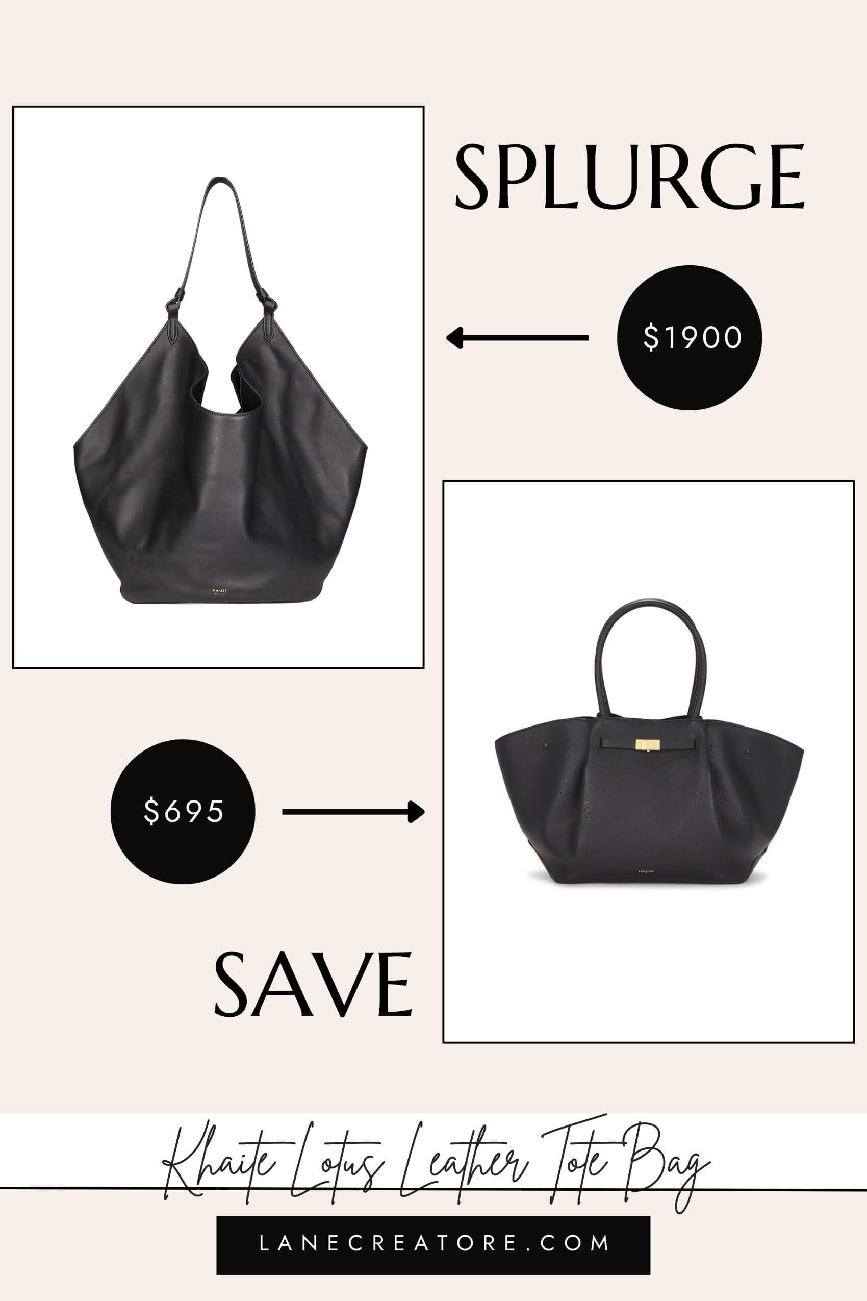khaite lotus leather tote bag dupe