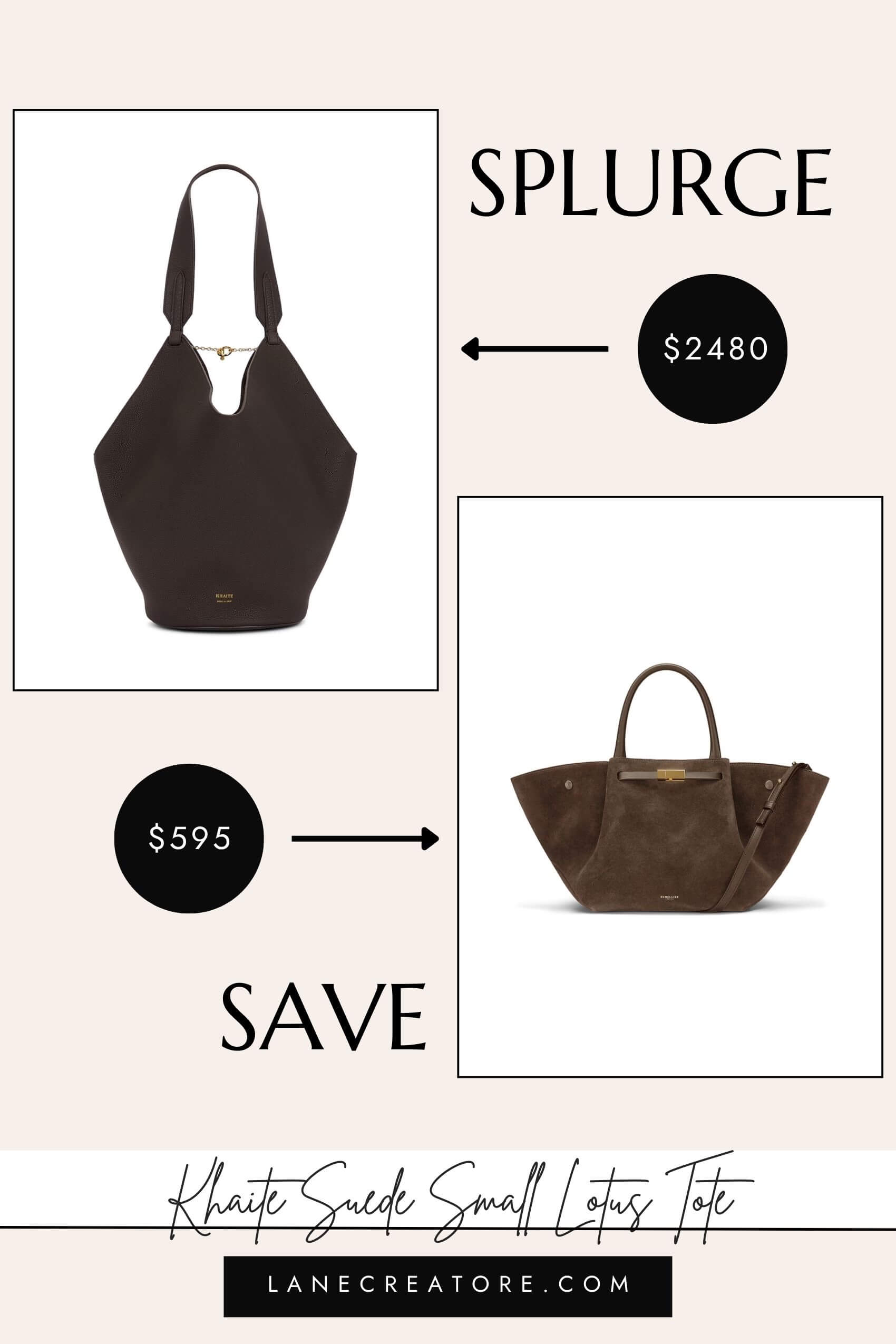 khaite suede small lotus tote dupe