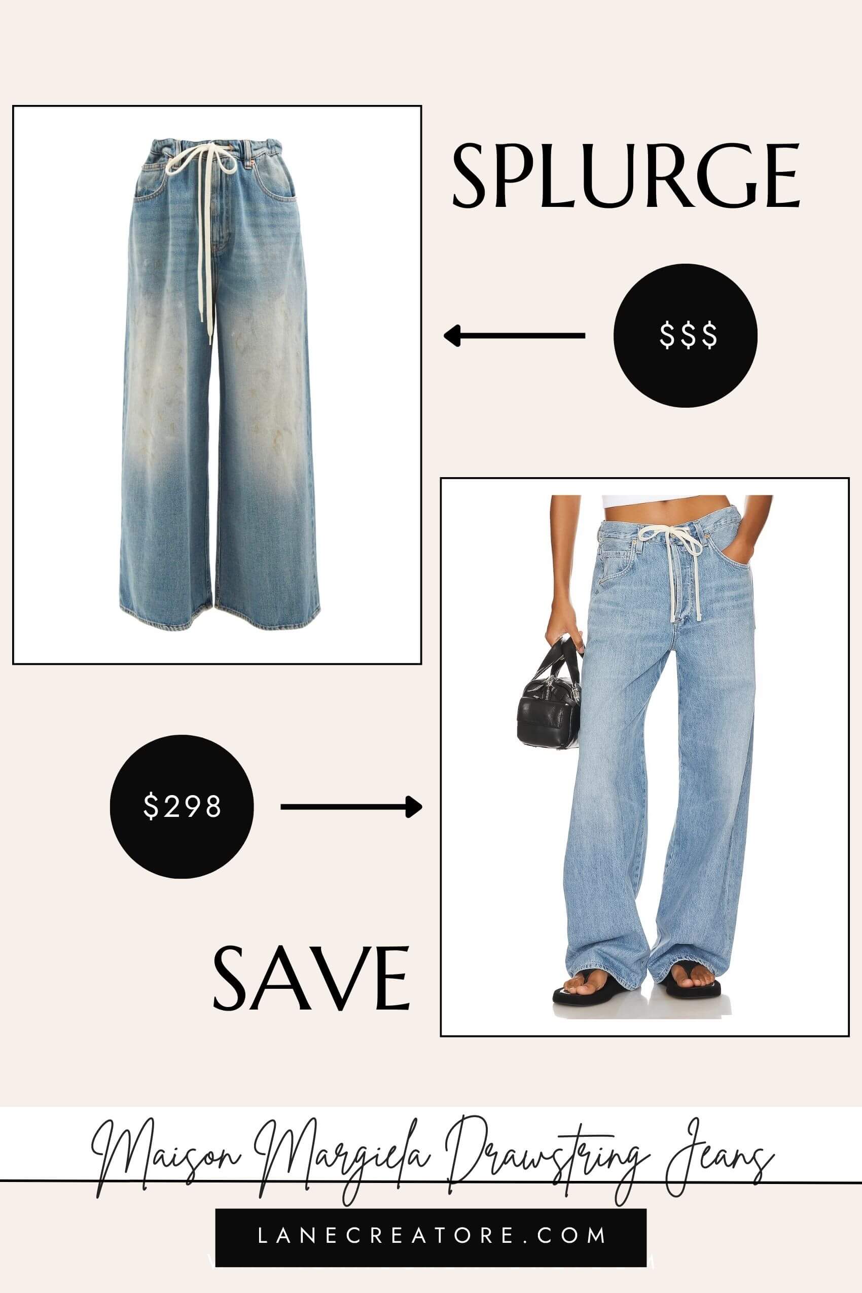 maison margiela drawstring jean dupes