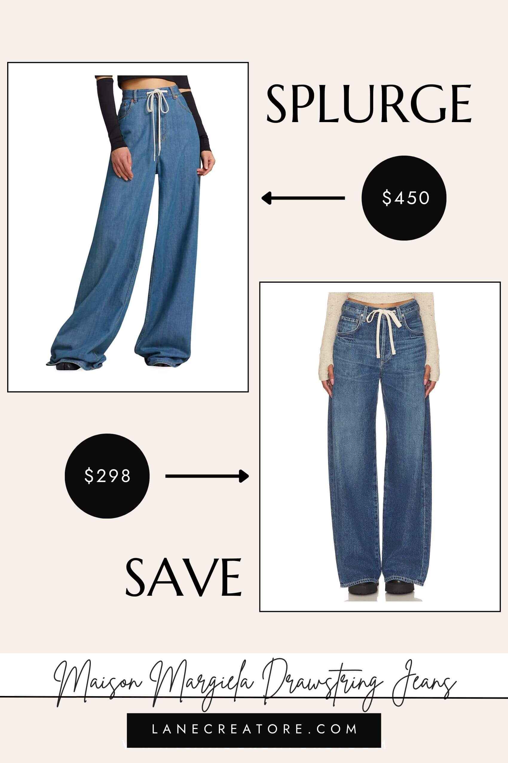 maison margiela drawstring jeans dupe