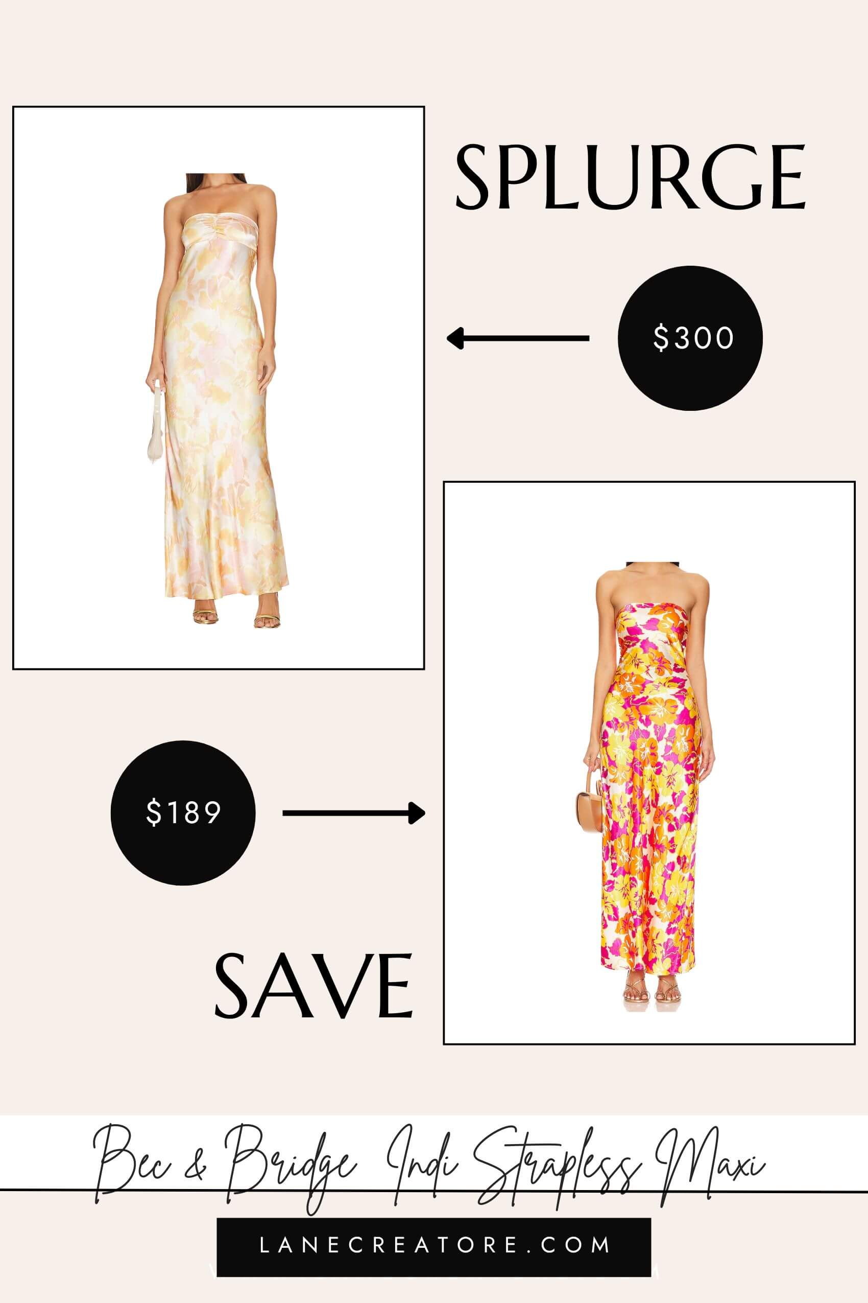bec and bridge floral strapless dress dupe