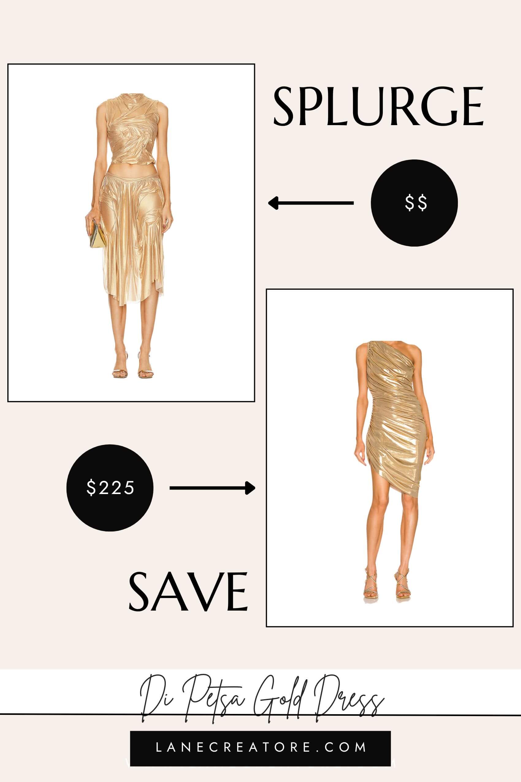 di petsa gold wetlook dress dupe