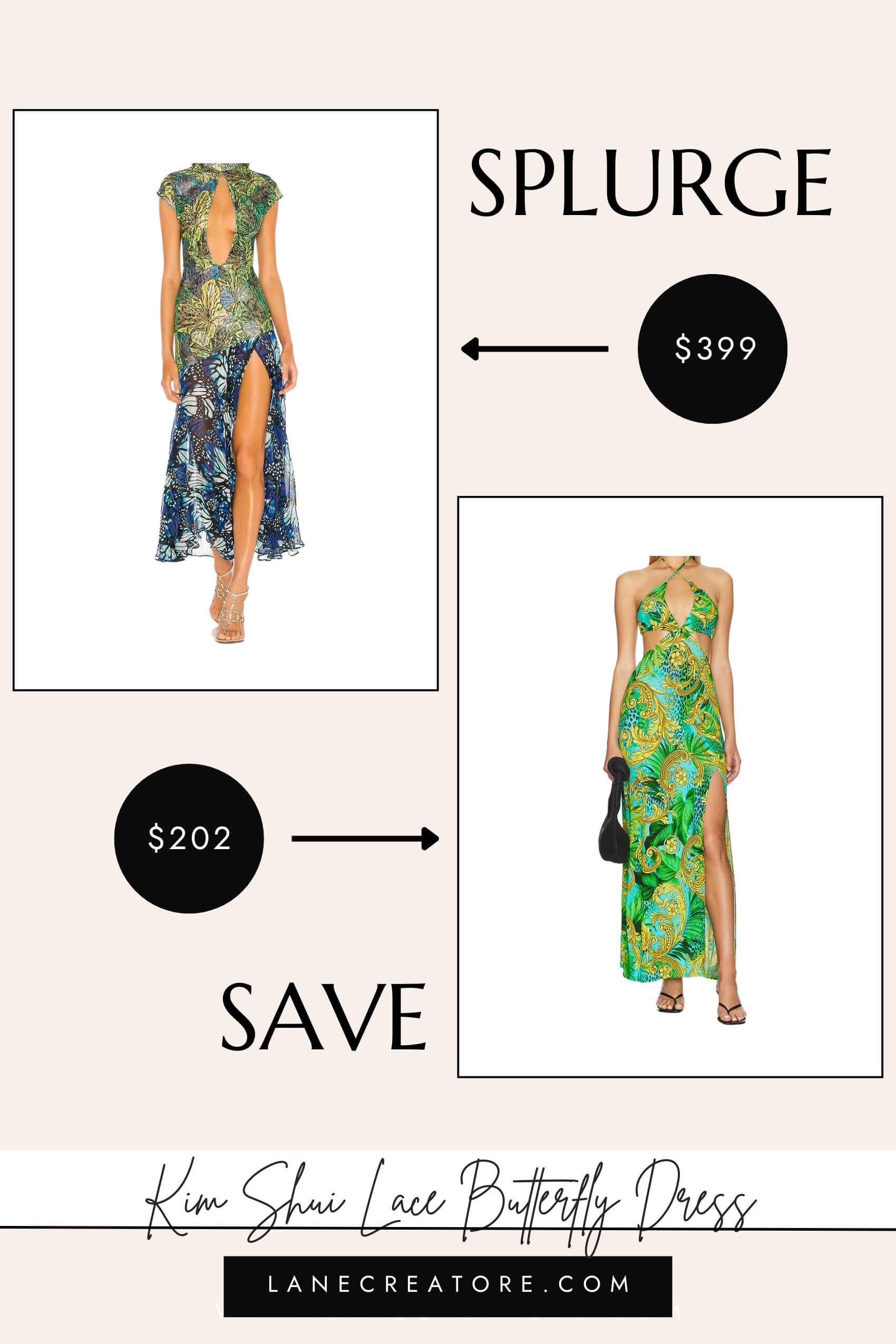 kim shui green butterfly dress dupe